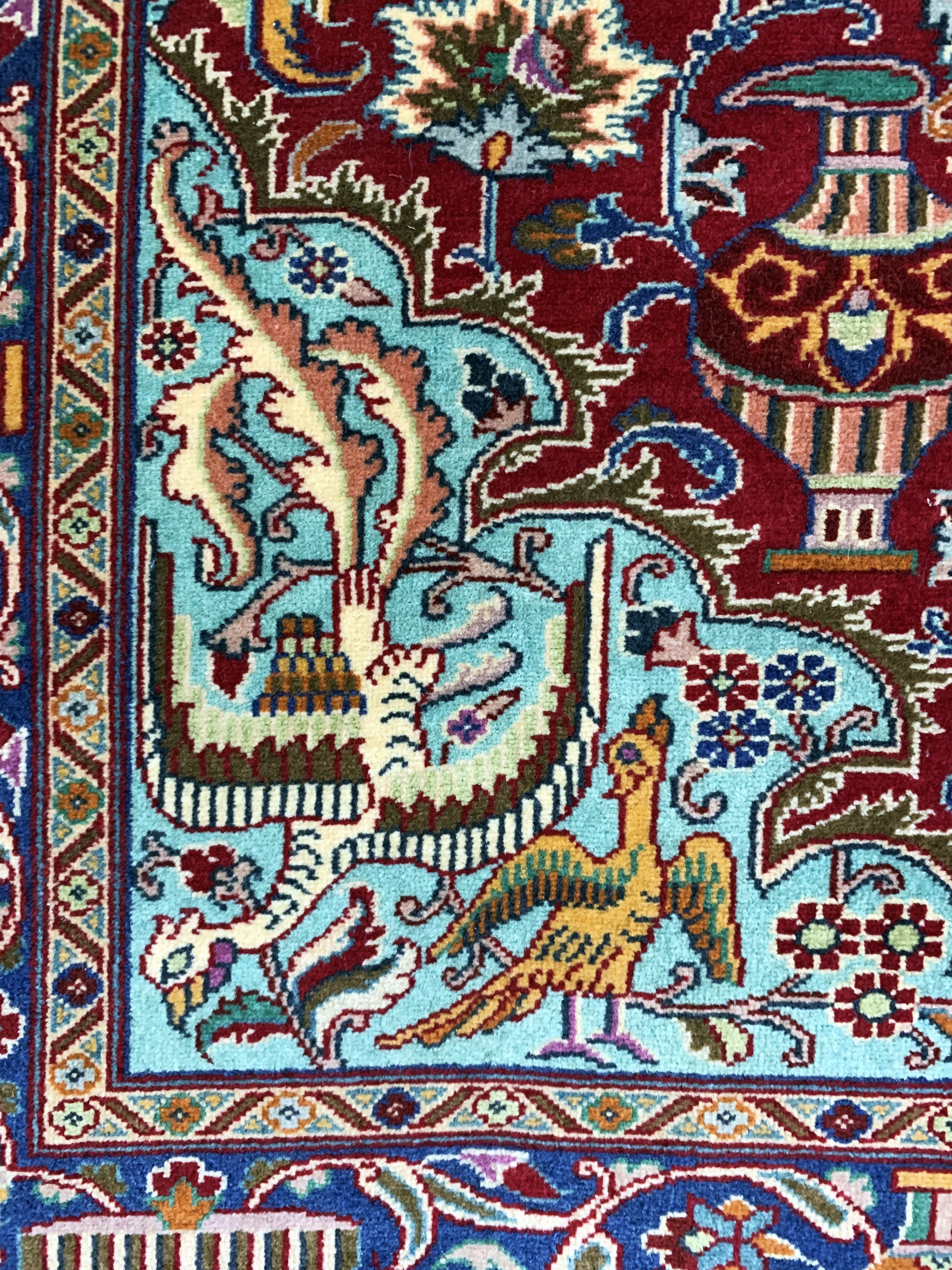 Detail e: Mesched Kork fein, Persien, um 1960, Korkwolle auf Seide, ca. 190 x 125 cm, (nahezuneuwertig)