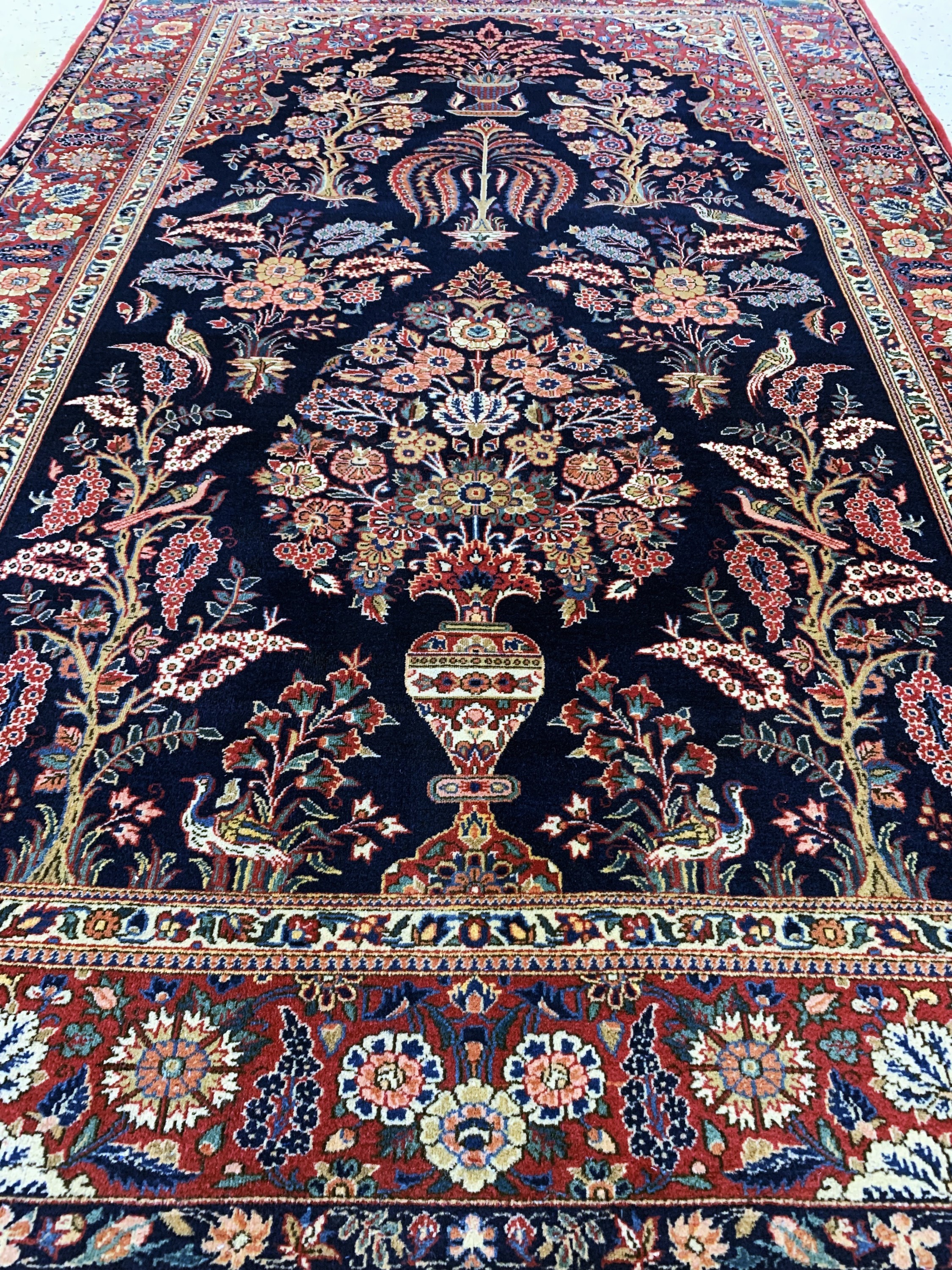 Detail e: Keschan Kork fein, Persien, um 1900, Korkwolle auf Baumwolle, ca. 202 x 135 cm, EHZ: 2, (fachkundig gereinigt)