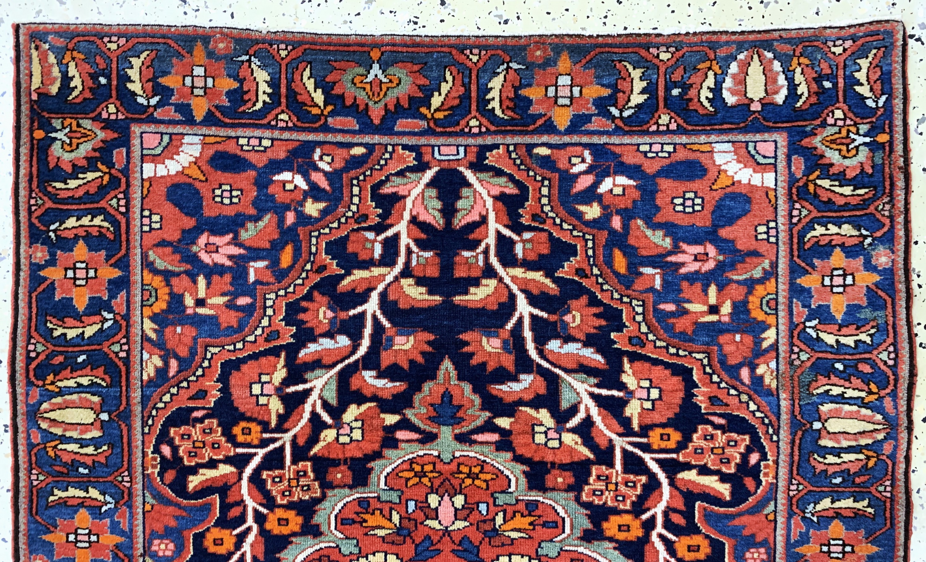 Detail a: "Misha"malayer fein antik, Persien, um 1900, Wolle auf Baumwolle, ca. 135 x 98 cm, EHZ:(gleichmäßig dünn)