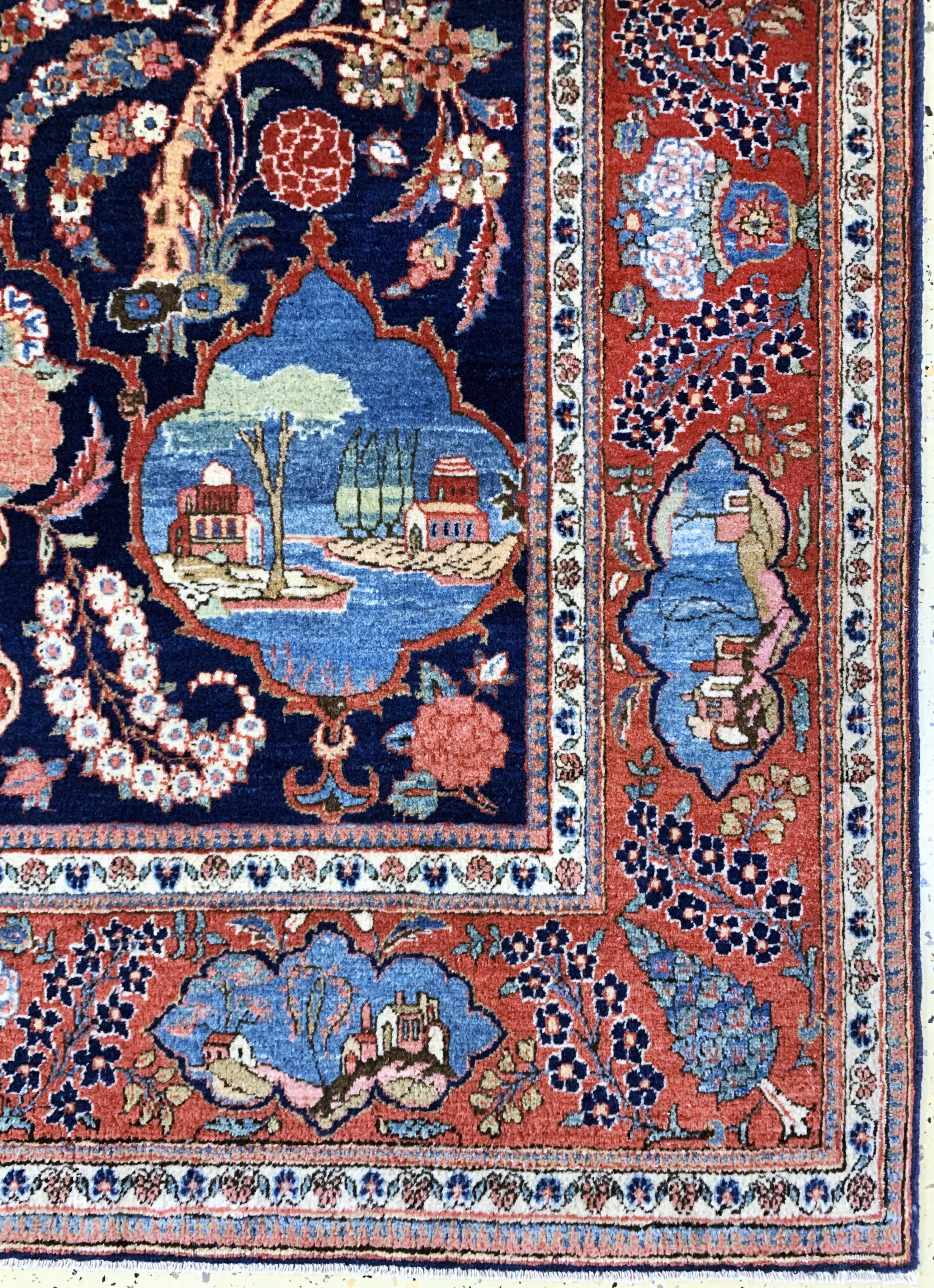 Detail a: Keschan Kork fein antik, Persien, um 1900, Korkwolle auf Baumwolle, ca. 200 x 136 cm, EHZ: 2, (fachkundig gerinigt)