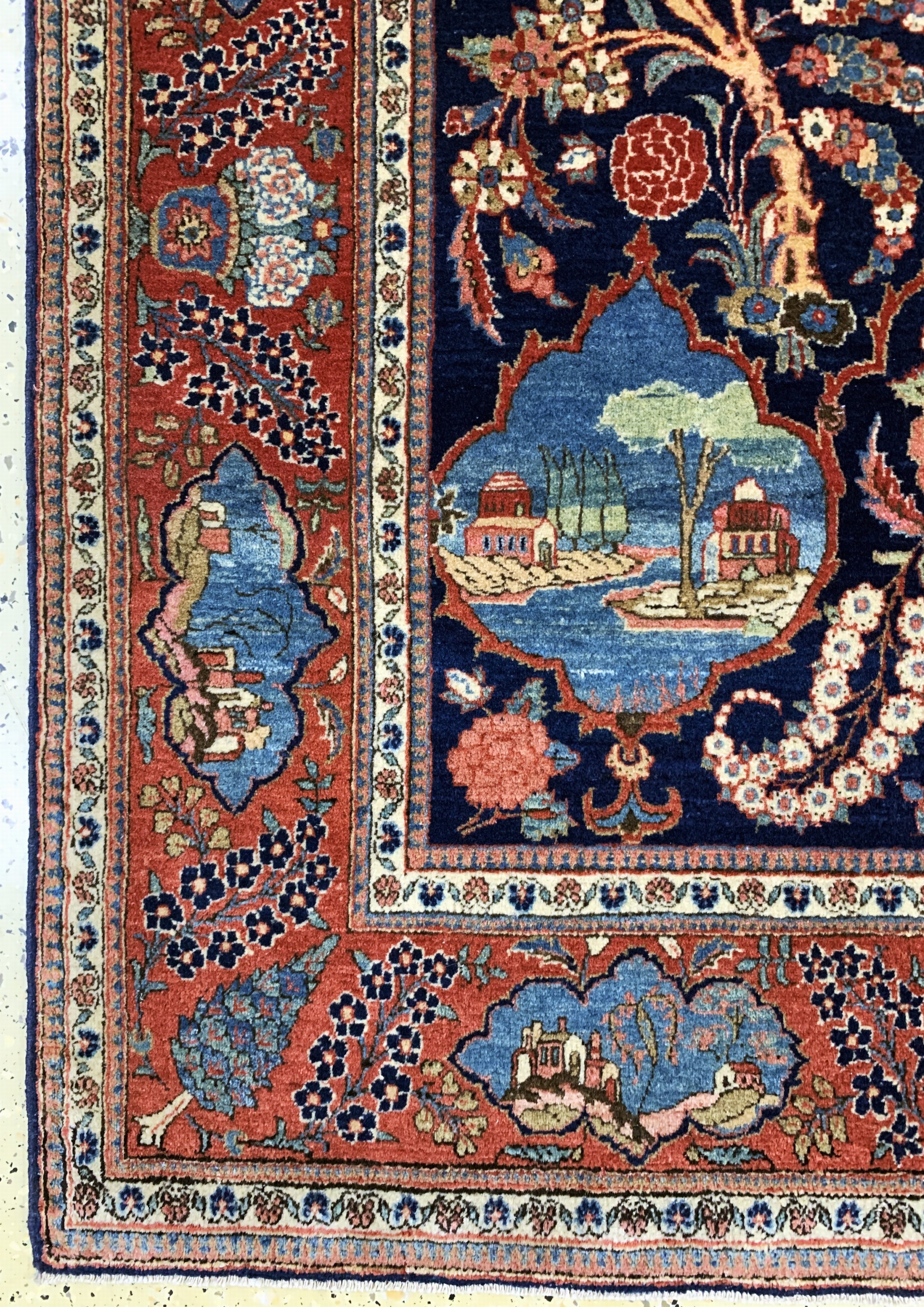 Detail b: Keschan Kork fein antik, Persien, um 1900, Korkwolle auf Baumwolle, ca. 200 x 136 cm, EHZ: 2, (fachkundig gerinigt)