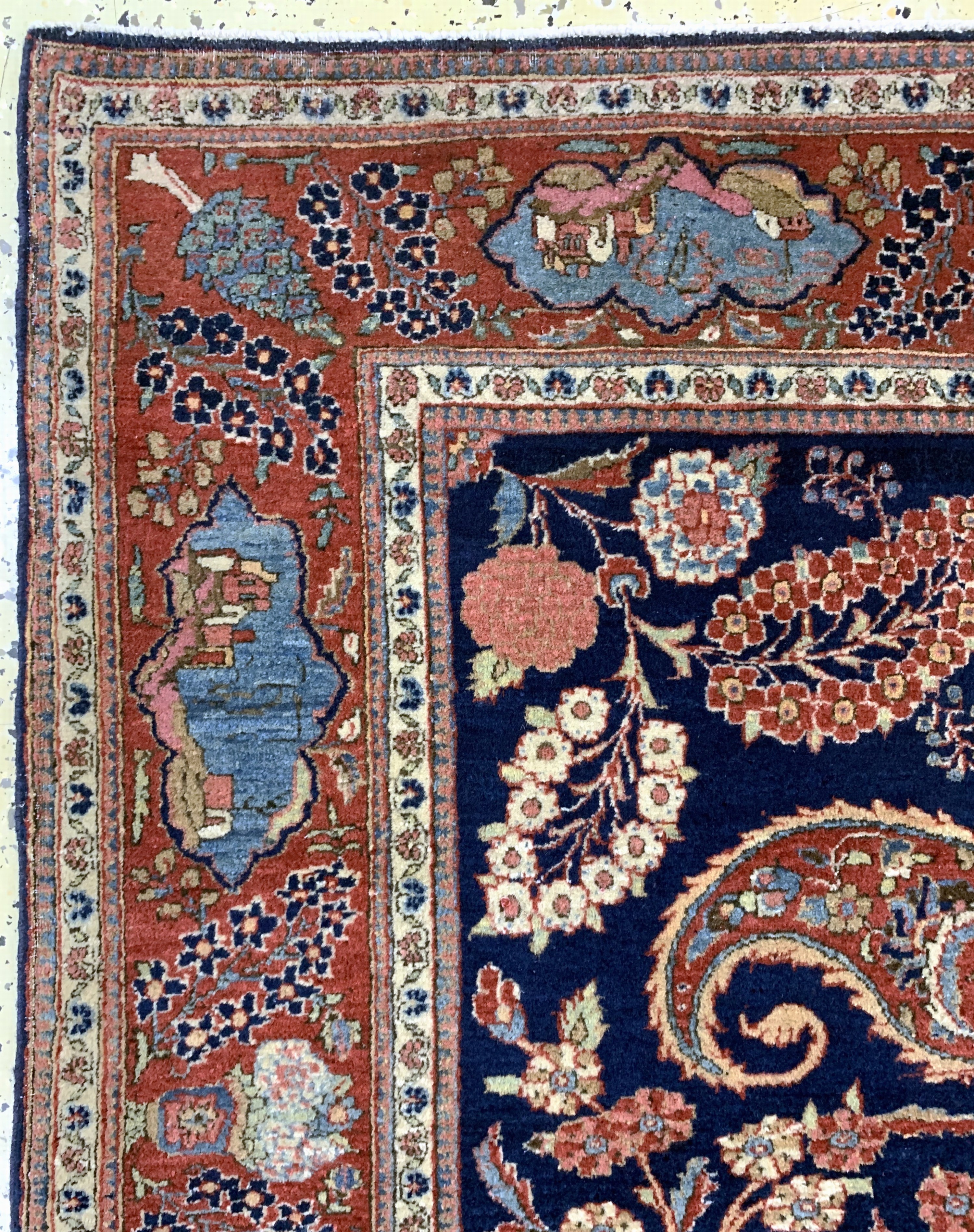 Detail d: Keschan Kork fein antik, Persien, um 1900, Korkwolle auf Baumwolle, ca. 200 x 136 cm, EHZ: 2, (fachkundig gerinigt)
