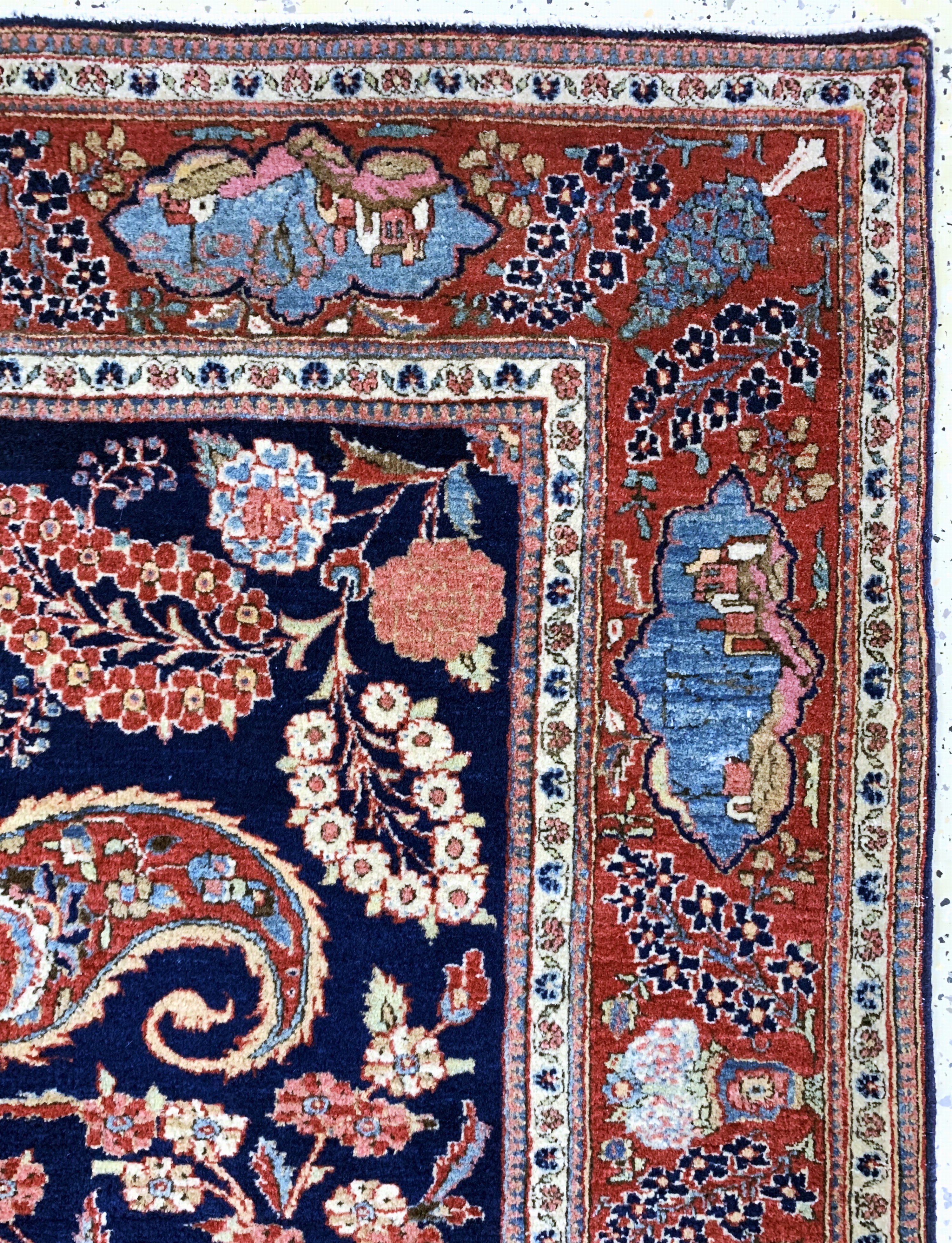 Detail e: Keschan Kork fein antik, Persien, um 1900, Korkwolle auf Baumwolle, ca. 200 x 136 cm, EHZ: 2, (fachkundig gerinigt)
