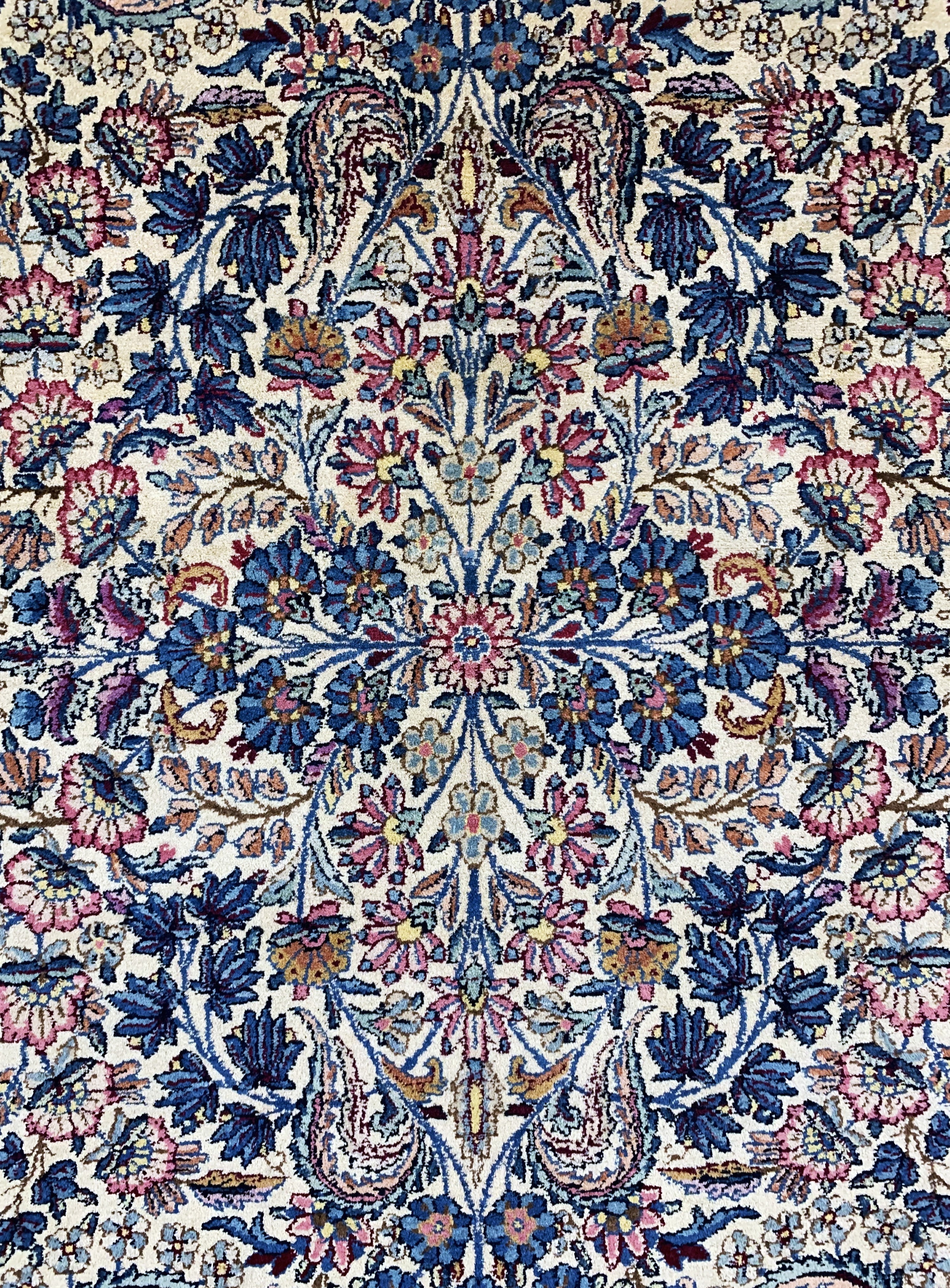 Detail d: Kerman"Lawar"antik fein, Persien, um 1900, Korkwolle auf Baumwolle, ca. 217 x 120 cm, (nahezu neuwertig)