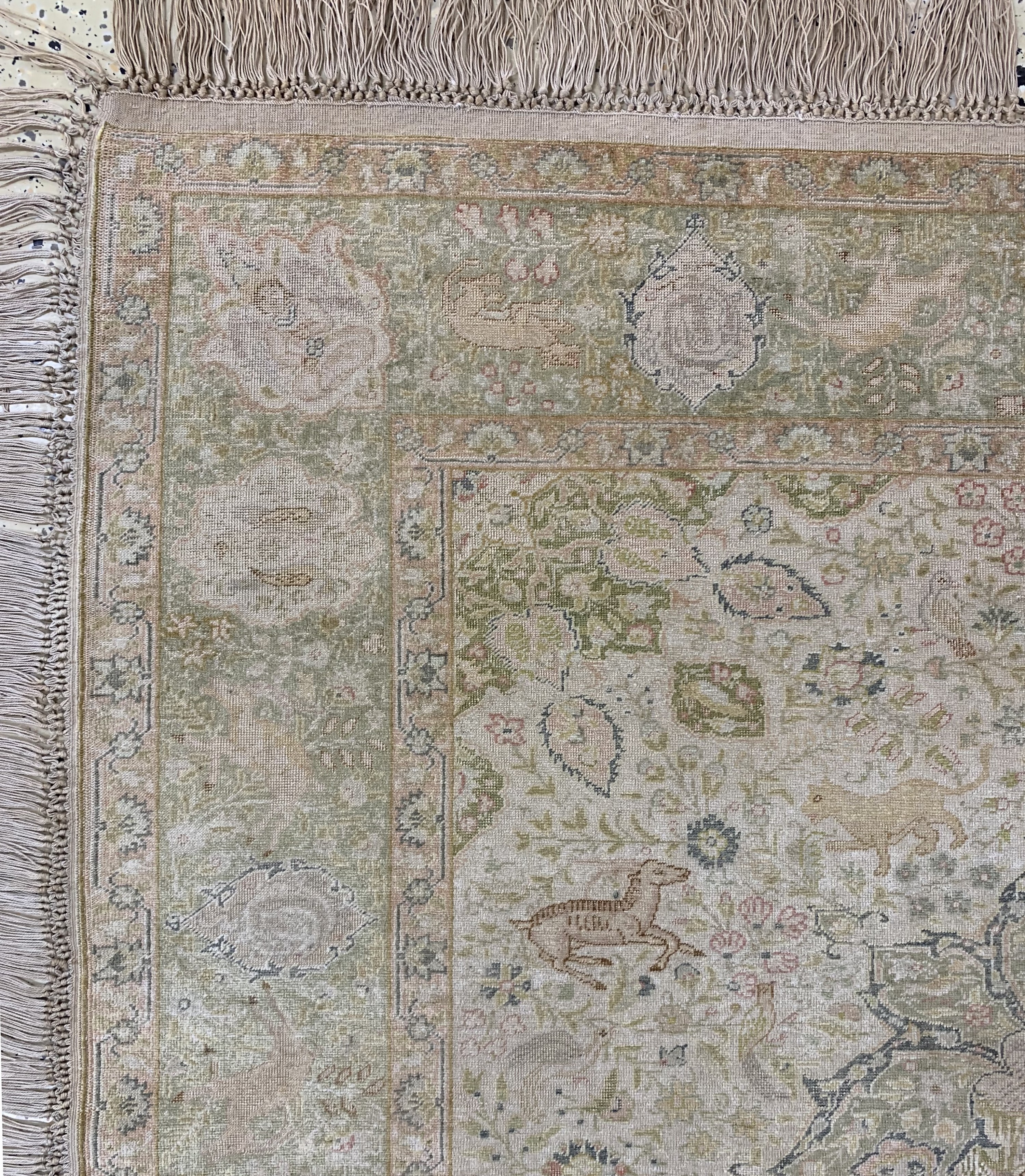 Detail d: Antiker Panderma Flosch, Türkei, um 1900, merzerisierte Baumwolle, ca. 150 x 150 cm, EHZ: 2