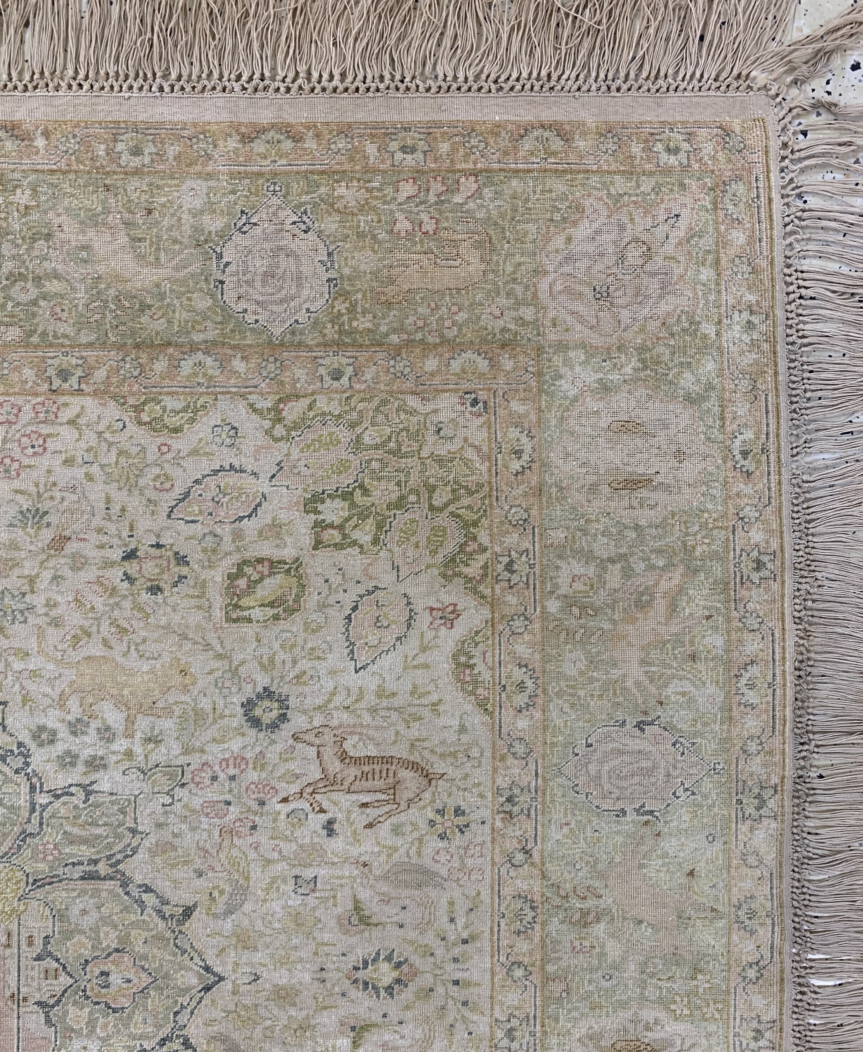 Detail e: Antiker Panderma Flosch, Türkei, um 1900, merzerisierte Baumwolle, ca. 150 x 150 cm, EHZ: 2