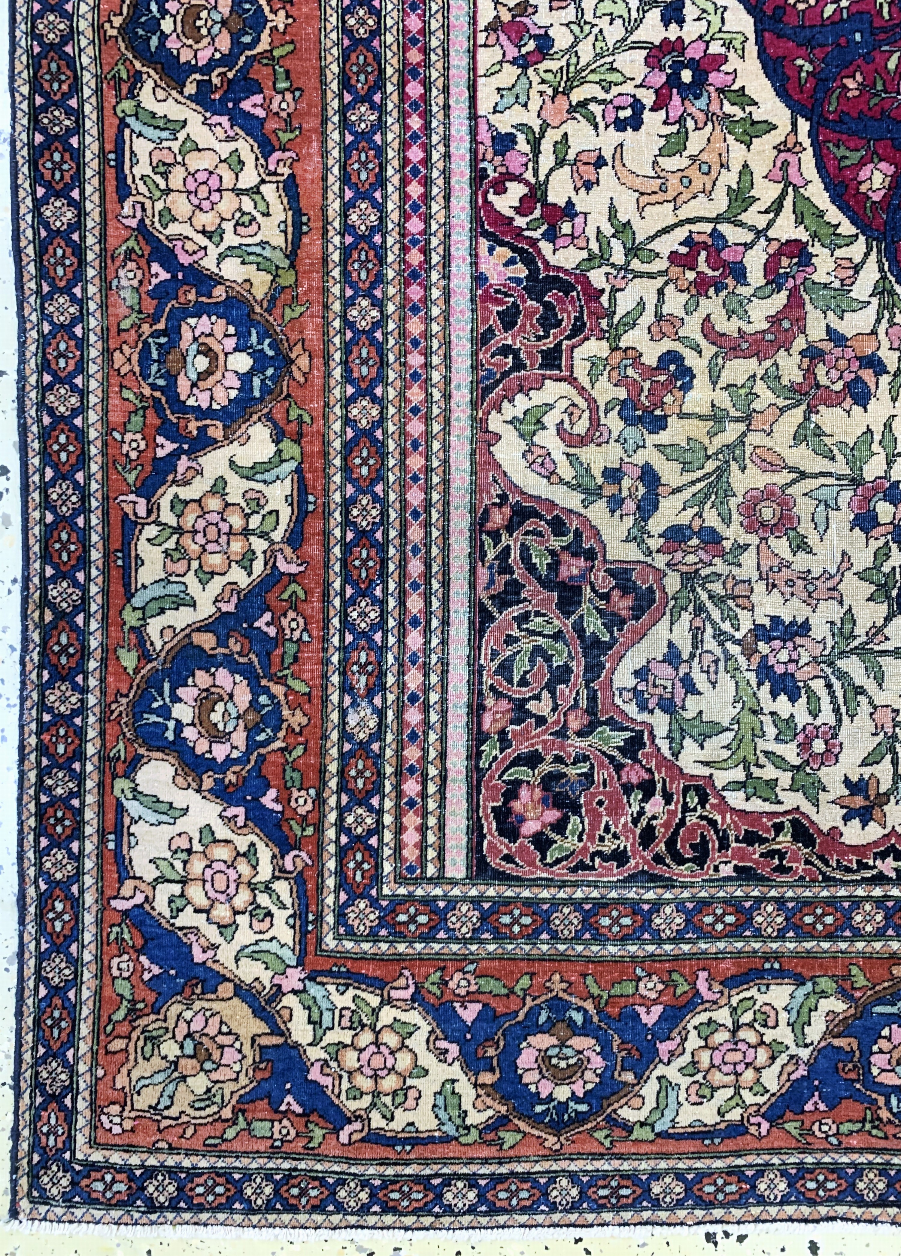 Detail b: Esfahan"Ahmad"antik, Persien, um 1900, Wolle auf Baumwolle, ca. 195 x 140 cm, EHZ: 2-3(gleichmäßig dünn).