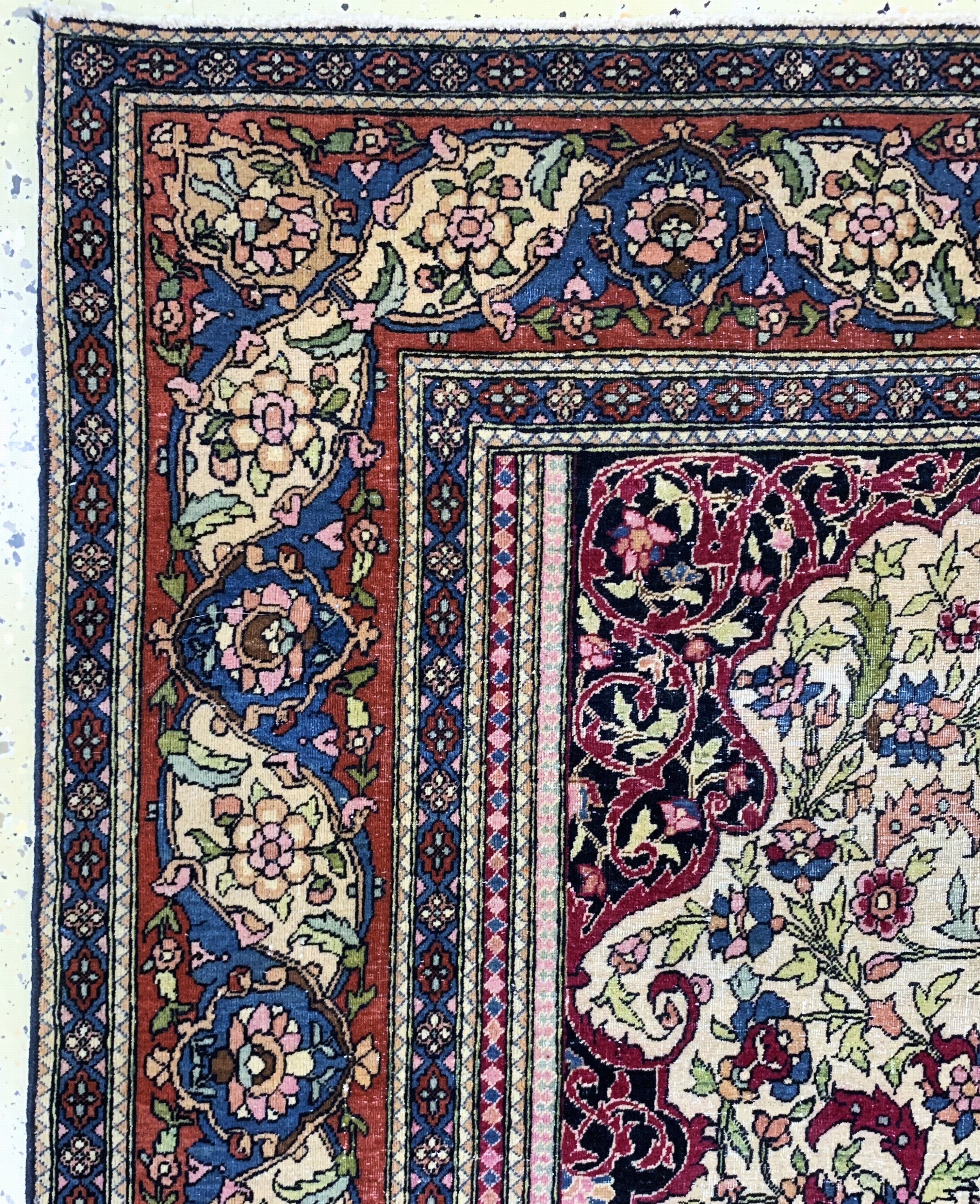 Detail d: Esfahan"Ahmad"antik, Persien, um 1900, Wolle auf Baumwolle, ca. 195 x 140 cm, EHZ: 2-3(gleichmäßig dünn).