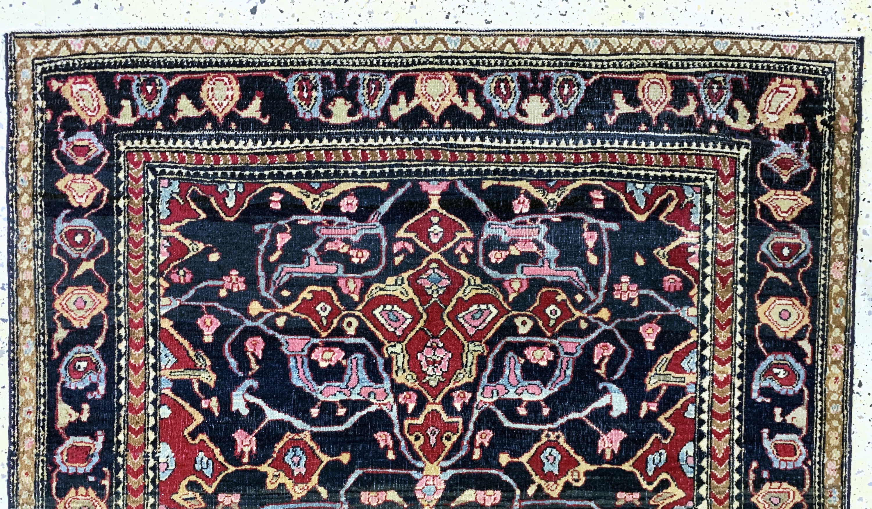 Detail a: Antiker Teheran, Persien, um 1900, Wolle auf Baumwolle, ca. 194 x 132 cm, EHZ: 2-3, (gleichmäßig dünn)