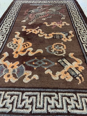 27008042d - ´Drachenteppich´antik, Tibet, um 1900, Wolle auf Baumwolle, ca. 162 x 104 cm, EHZ: ...