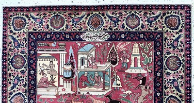27008043a - Lahor Kork fein signert, Pakistan, um 1960,Korkwolle auf Baumwolle, ca. 200 x 125 cm, ...