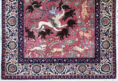27008043b - Lahor Kork fein signert, Pakistan, um 1960,Korkwolle auf Baumwolle, ca. 200 x 125 cm, ...