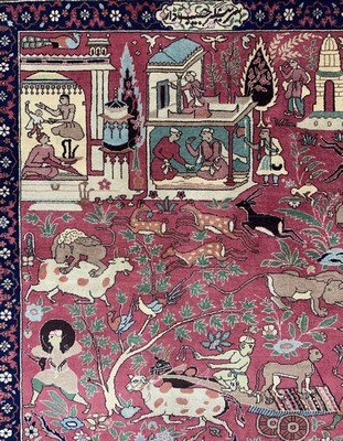 27008043d - Lahor Kork fein signert, Pakistan, um 1960,Korkwolle auf Baumwolle, ca. 200 x 125 cm, ...