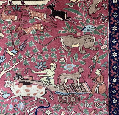 27008043e - Lahor Kork fein signert, Pakistan, um 1960,Korkwolle auf Baumwolle, ca. 200 x 125 cm, ...