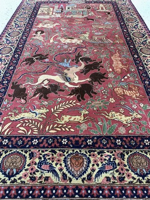 27008043f - Lahor Kork fein signert, Pakistan, um 1960,Korkwolle auf Baumwolle, ca. 200 x 125 cm, ...