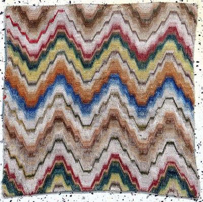Image Seiden´Bargello´Textil, Flammen Muster, Italien, 19.Jhd, Seiden Stickerei, ca. 53 x ...