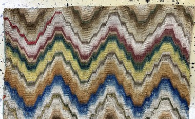 27008048a - Seiden´Bargello´Textil, Flammen Muster, Italien, 19.Jhd, Seiden Stickerei, ca. 53 x ...