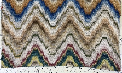 27008048b - Seiden´Bargello´Textil, Flammen Muster, Italien, 19.Jhd, Seiden Stickerei, ca. 53 x ...