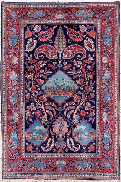 Image Keschan Kork fein antik, Persien, um 1900, Korkwolle auf Baumwolle, ca. 200 x 136 cm, ...