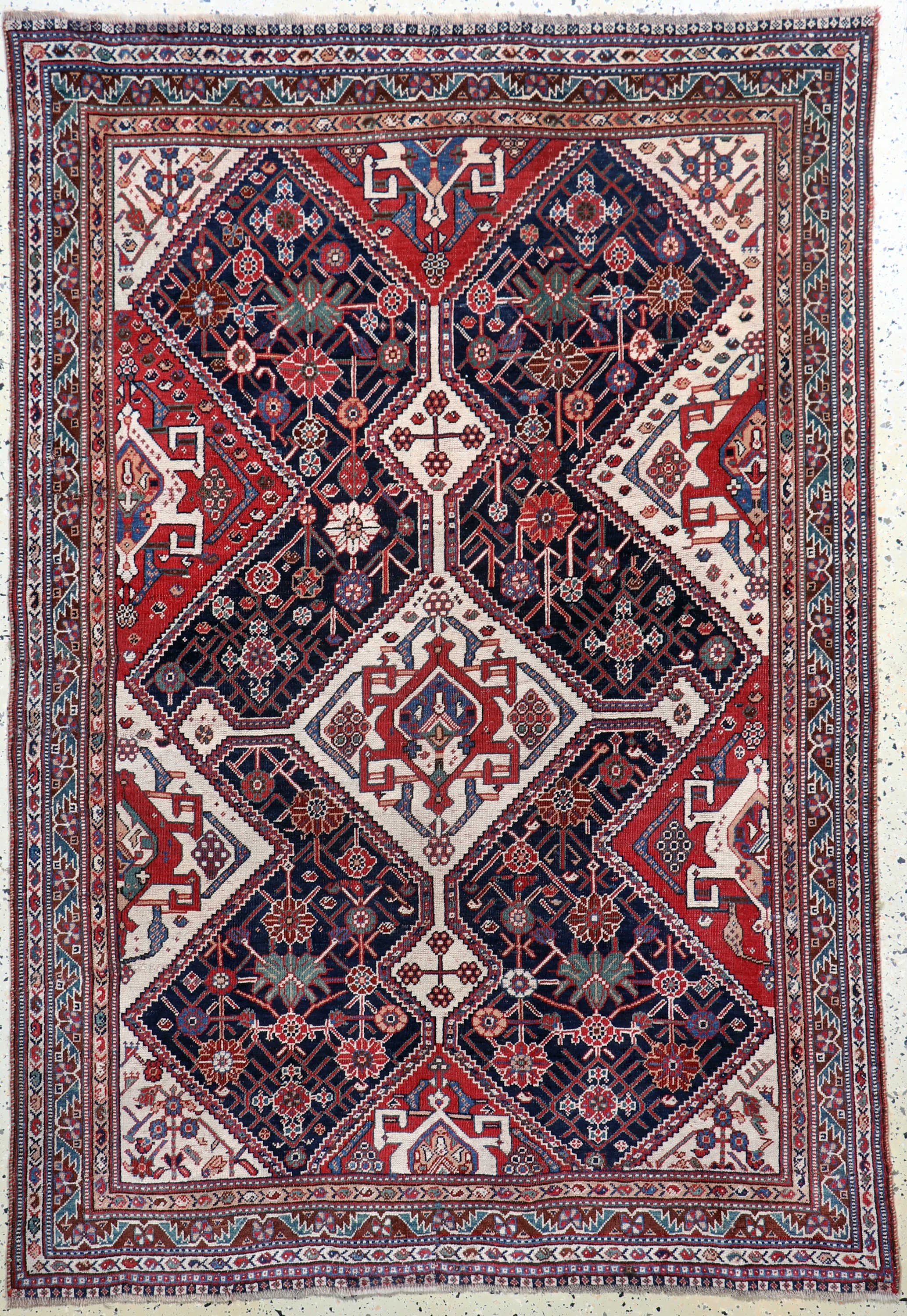 Image 27008228 - Antiker Ghaschgai, Persien, 19.Jhd, Wolle auf Wolle, ca. 187 x 130 cm, restauriert, ...