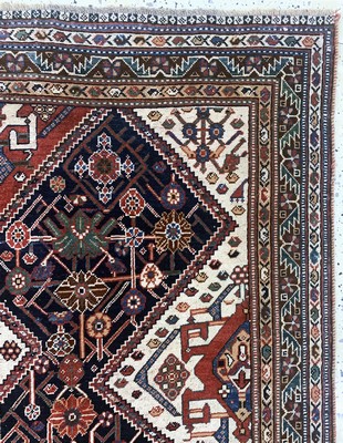 27008228e - Antiker Ghaschgai, Persien, 19.Jhd, Wolle auf Wolle, ca. 187 x 130 cm, restauriert, ...