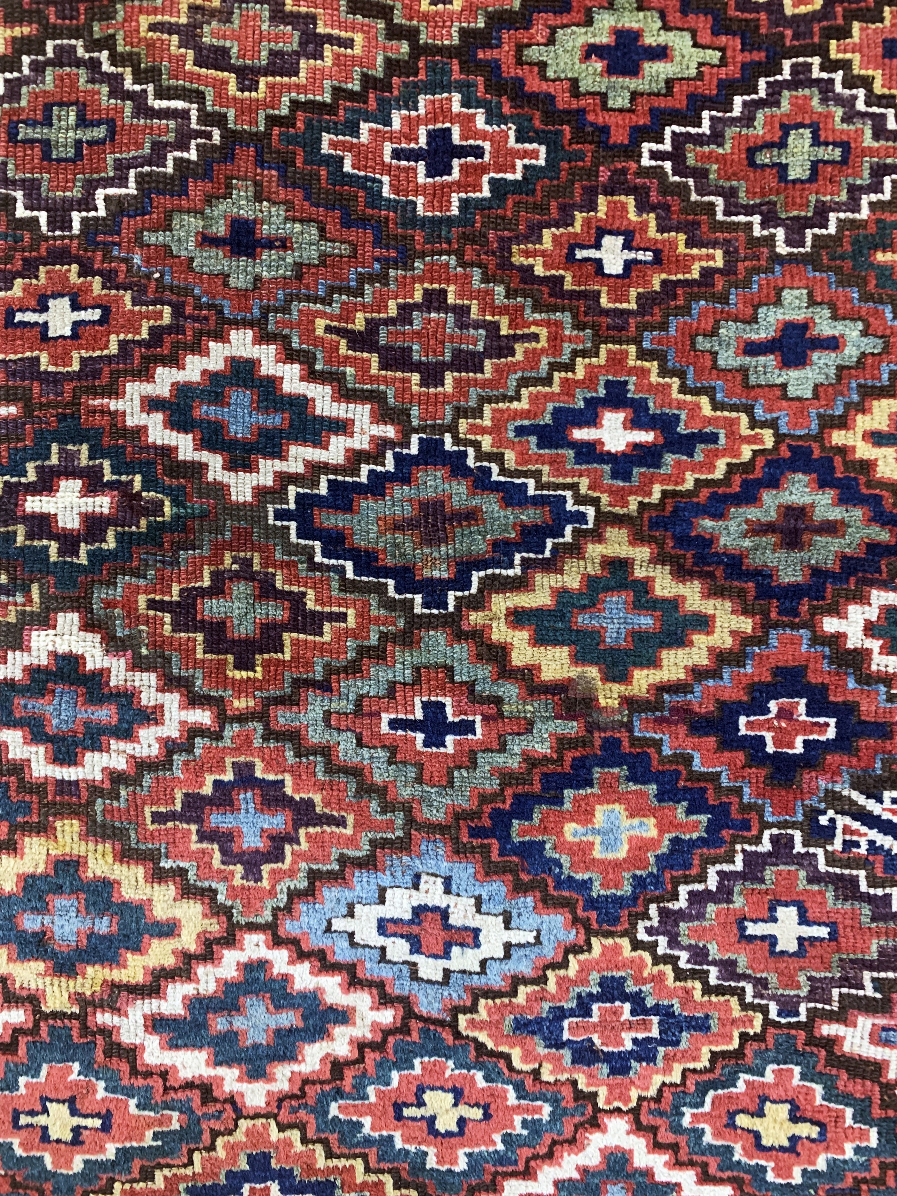 Detail d: Antiker"Saujbulagh"Persien, Kurdischer Stammesteppich, 19.Jhd, Wolle auf Wolle, ca. 225 x 130 cm, EHZ: 2(fachkundig restauriert & ...