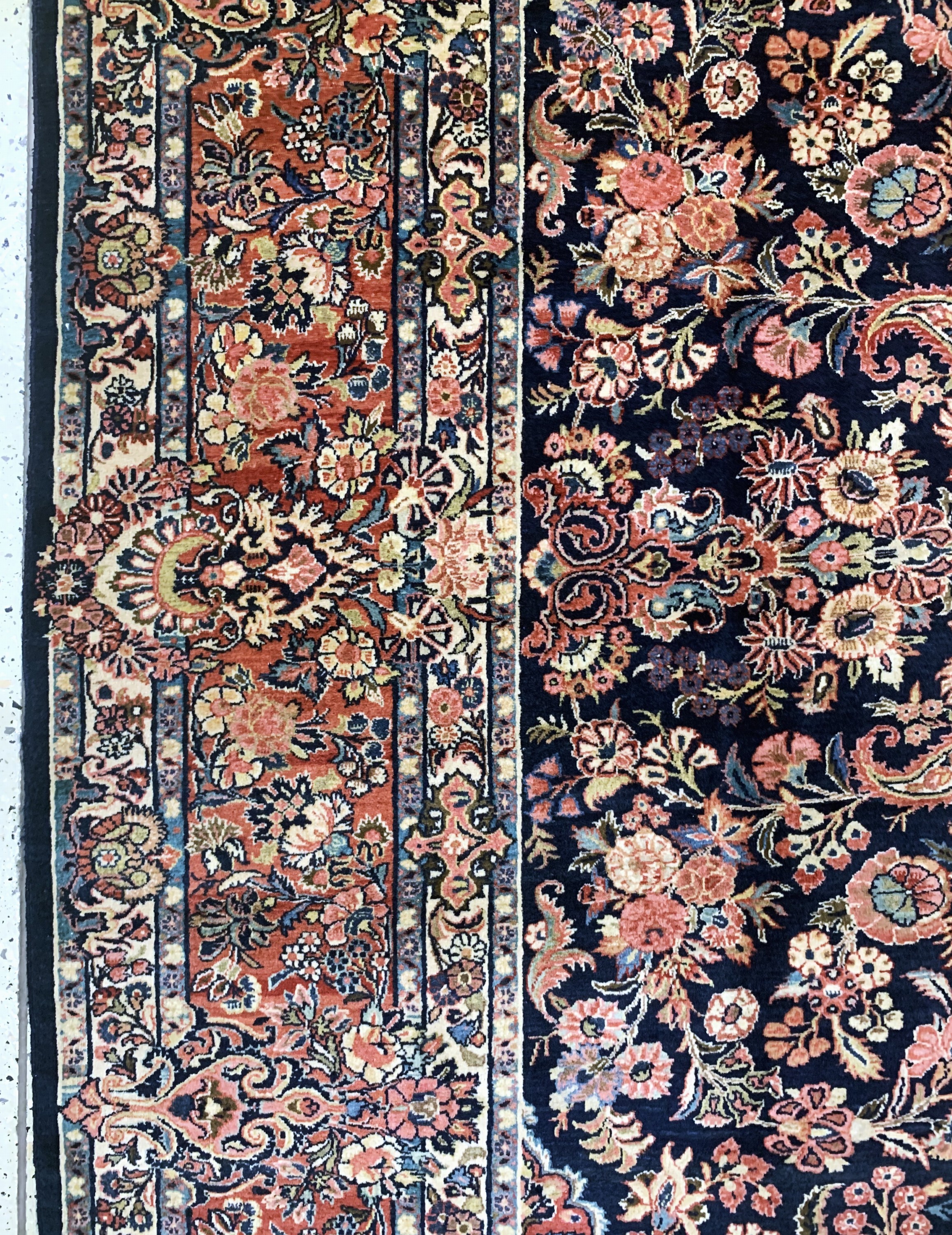 Detail d: Us Re-Import Sarogh, Persien, um 1930-1940,Korkwolle auf Baumwolle, ca. 356 x 276 cm, (nahezu neuwertig), fachkundig gereinigt