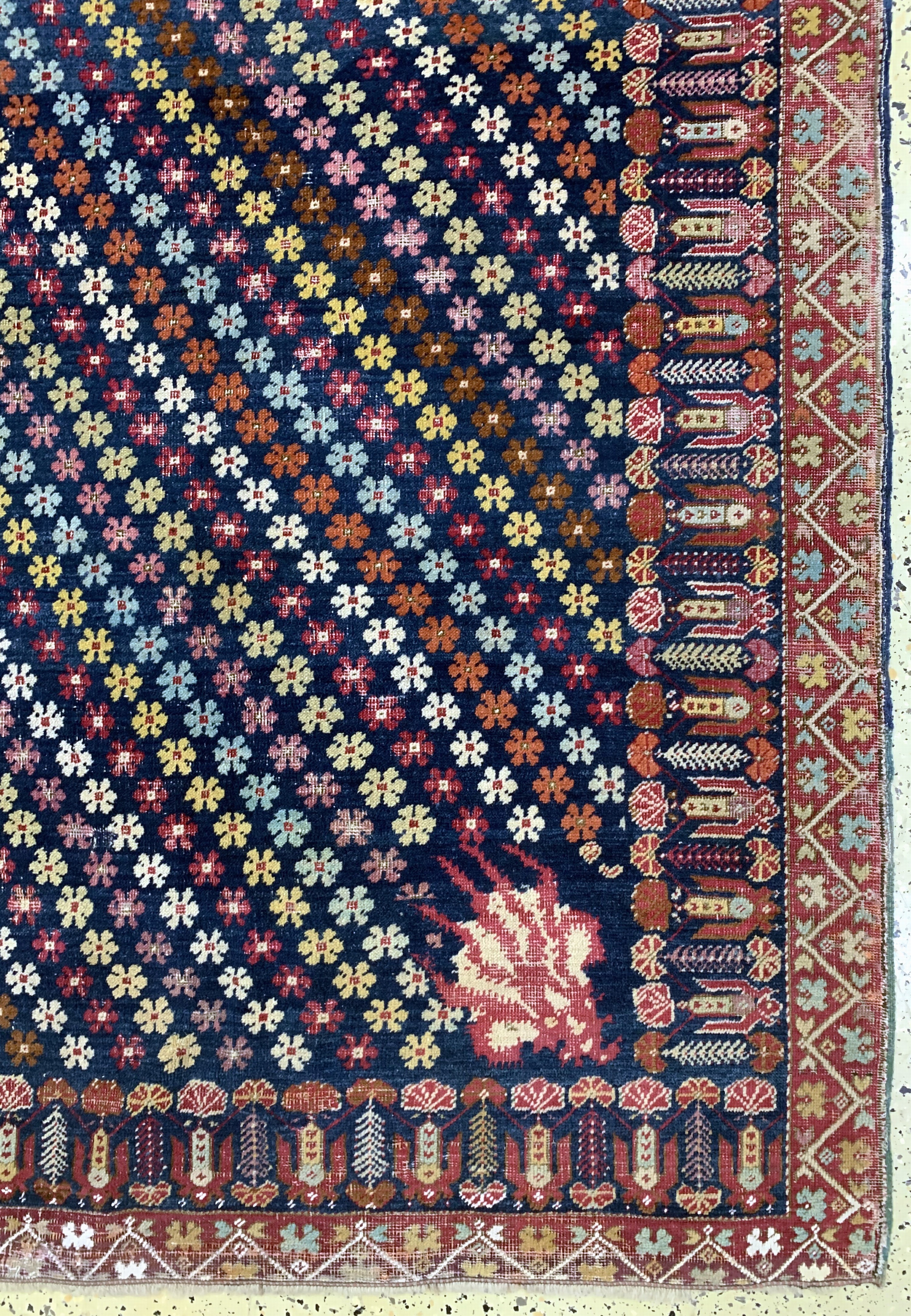 Detail a: Antiker Giordes"Kelley", Türkei, Anfang 19.Jhd, Wolle auf Wolle, ca. 663 x 205 cm: 3, (kleine restaurierungen)