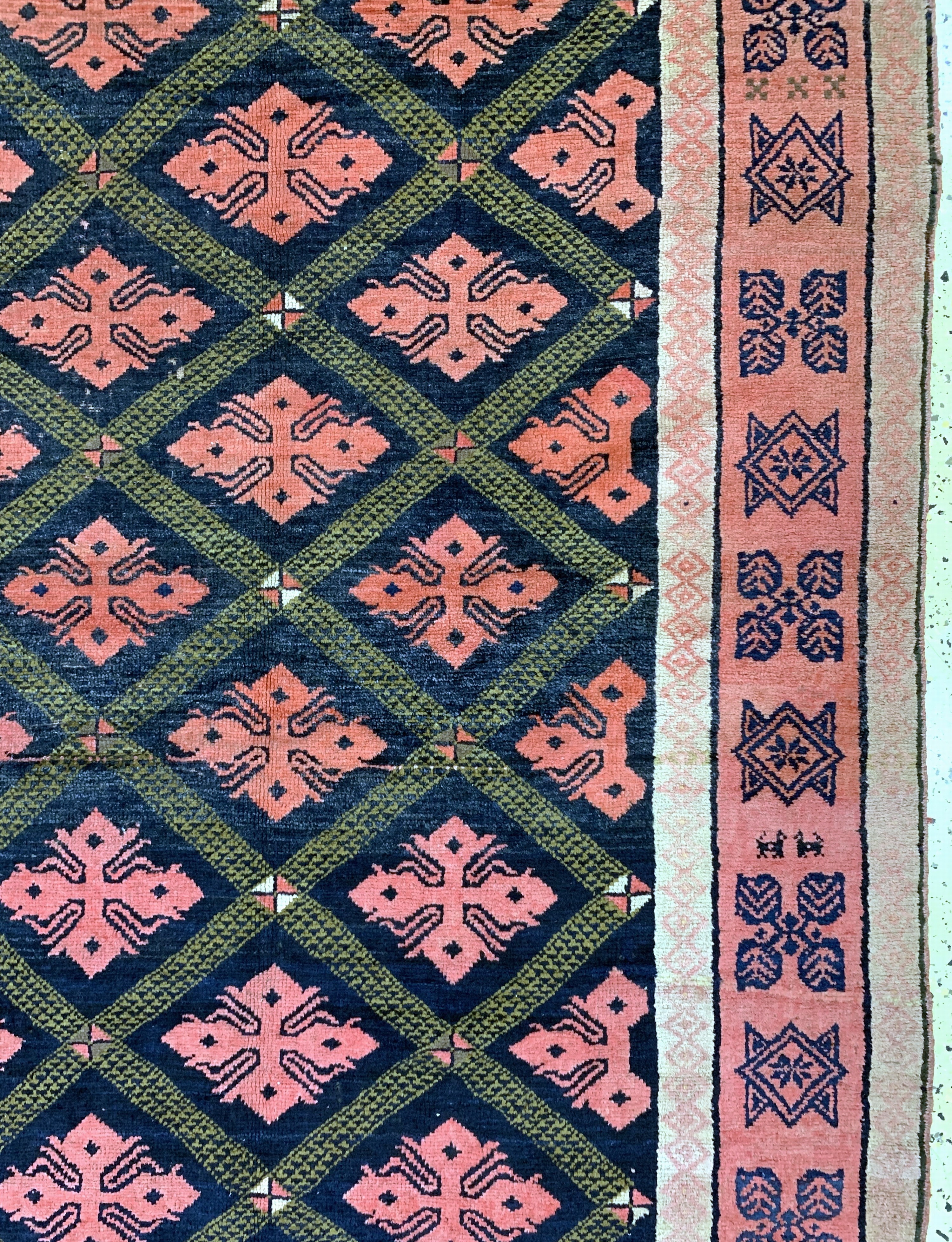 Detail d: Antiker Karabagh"Kelley", Kaukasus, datiert1331(1909), Wolle auf Wolle, ca. 460 x 223 cm,EHZ: 2-3