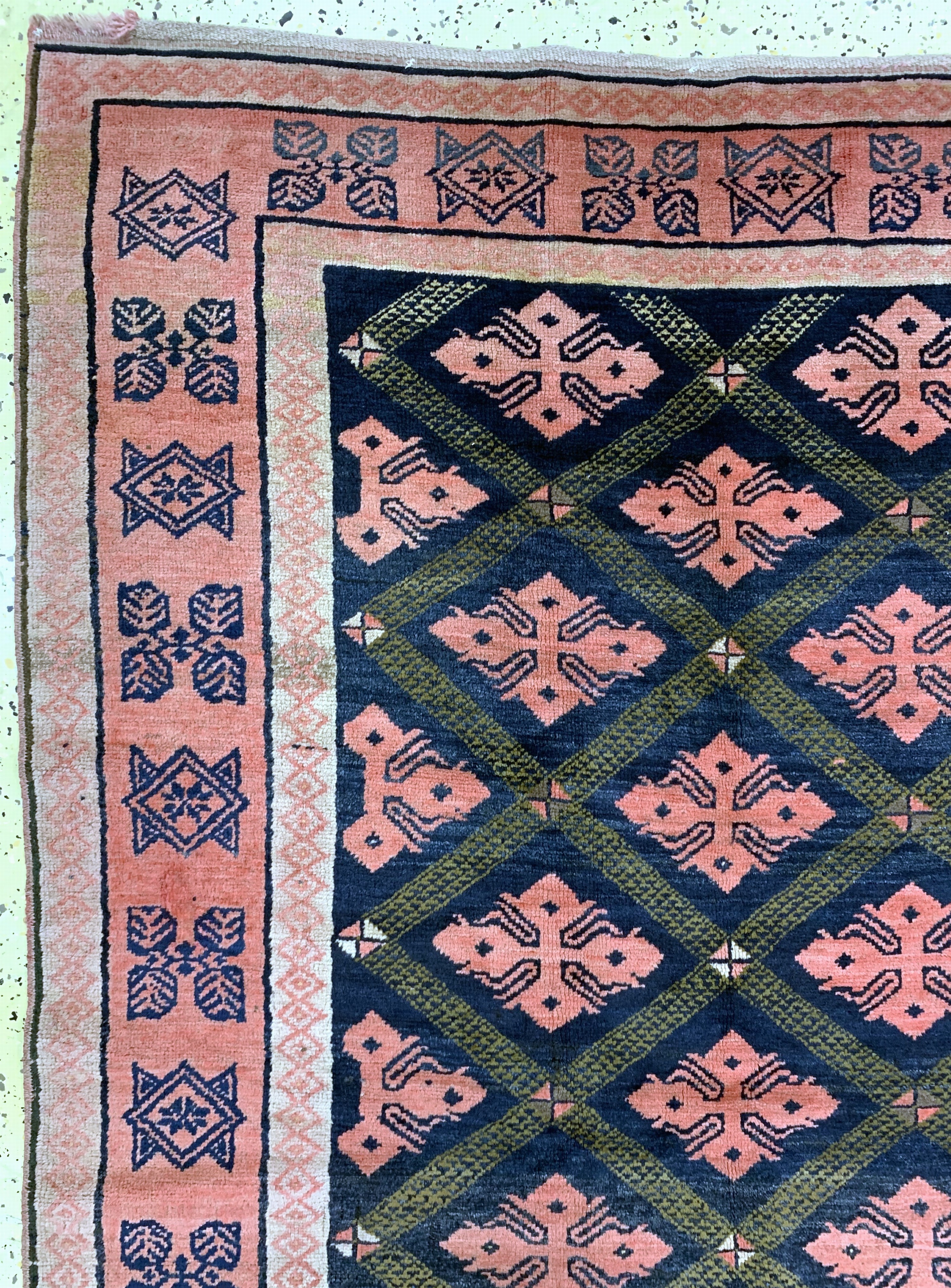 Detail e: Antiker Karabagh"Kelley", Kaukasus, datiert1331(1909), Wolle auf Wolle, ca. 460 x 223 cm,EHZ: 2-3