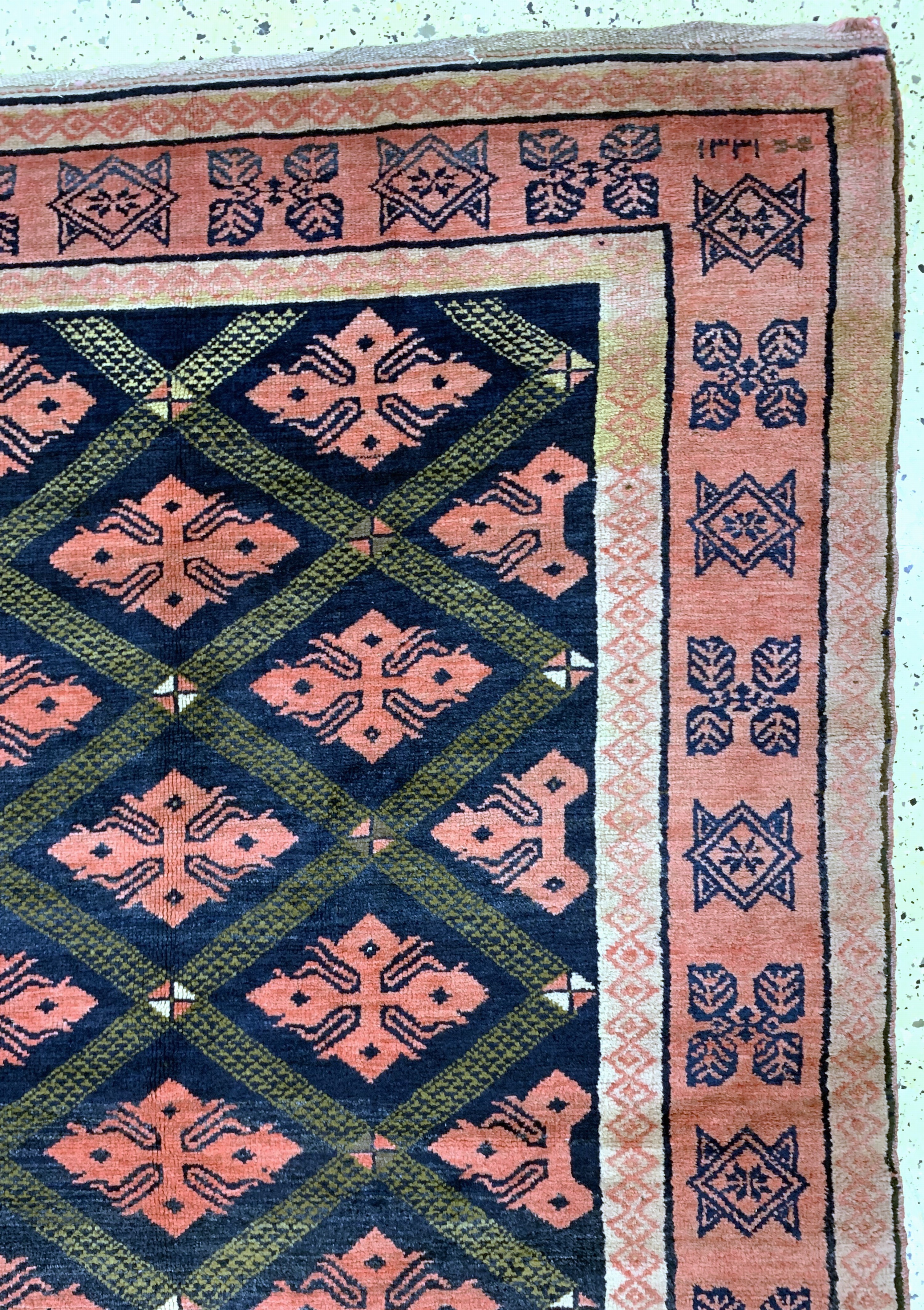 Detail f: Antiker Karabagh"Kelley", Kaukasus, datiert1331(1909), Wolle auf Wolle, ca. 460 x 223 cm,EHZ: 2-3