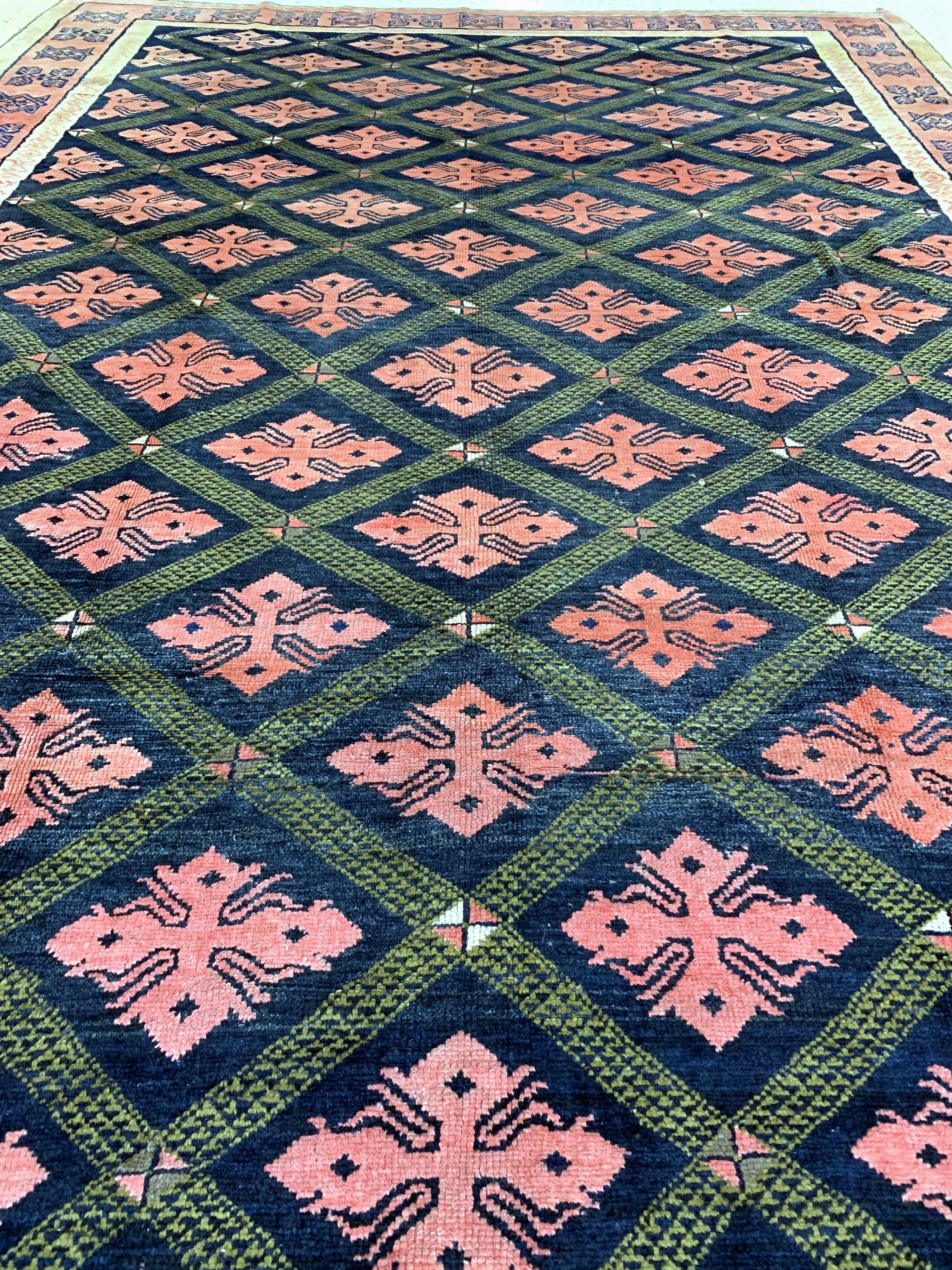 Detail h: Antiker Karabagh"Kelley", Kaukasus, datiert1331(1909), Wolle auf Wolle, ca. 460 x 223 cm,EHZ: 2-3