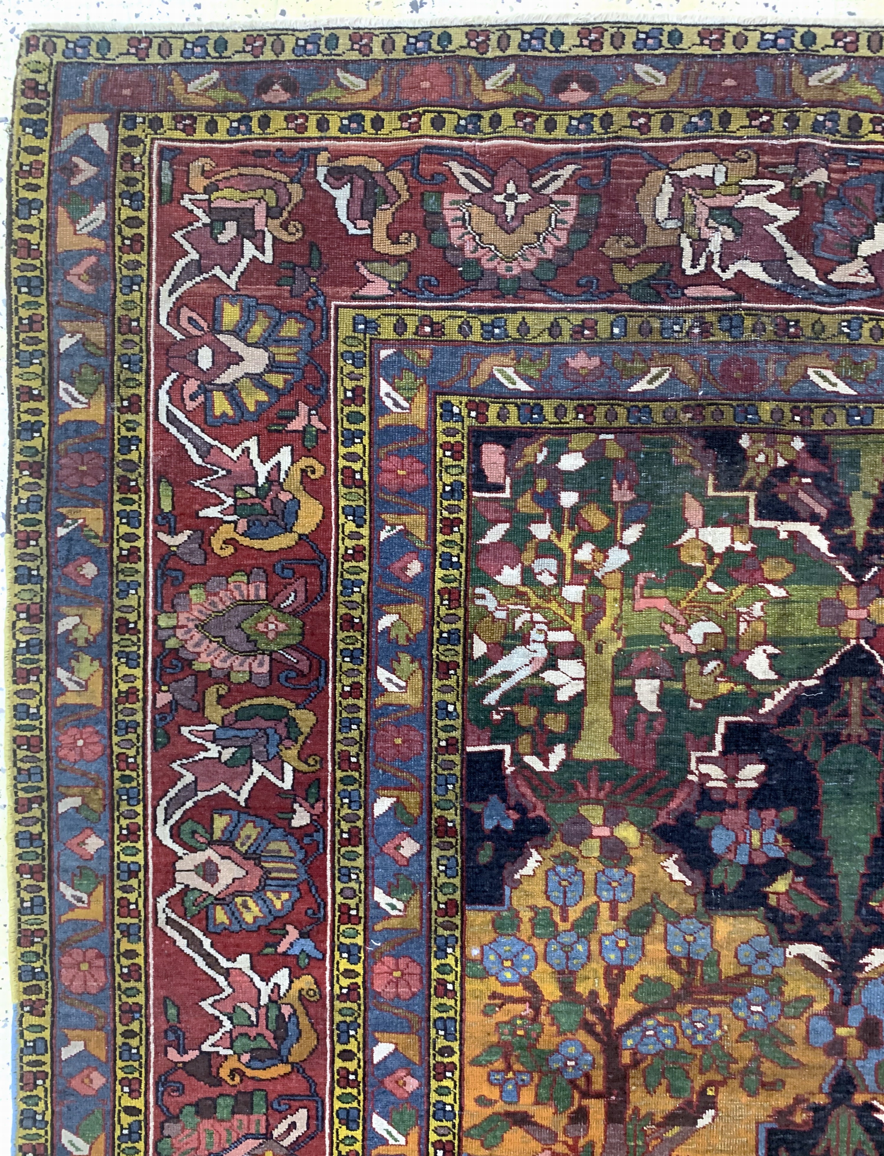 Detail e: Bachtiar"Kelley", Persien, um 1920-1930, Wolle auf Baumwolle, ca. 402 x 207 cm, EHZ: 2-3, (restauriert)