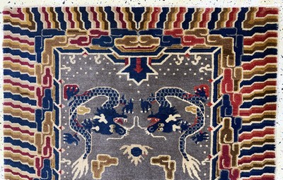 27008588a - Ning-Hsia´Drachen-Teppich´, China, um 1900,Wolle auf Baumwolle, ca. 205 x 130 cm, EHZ: 2