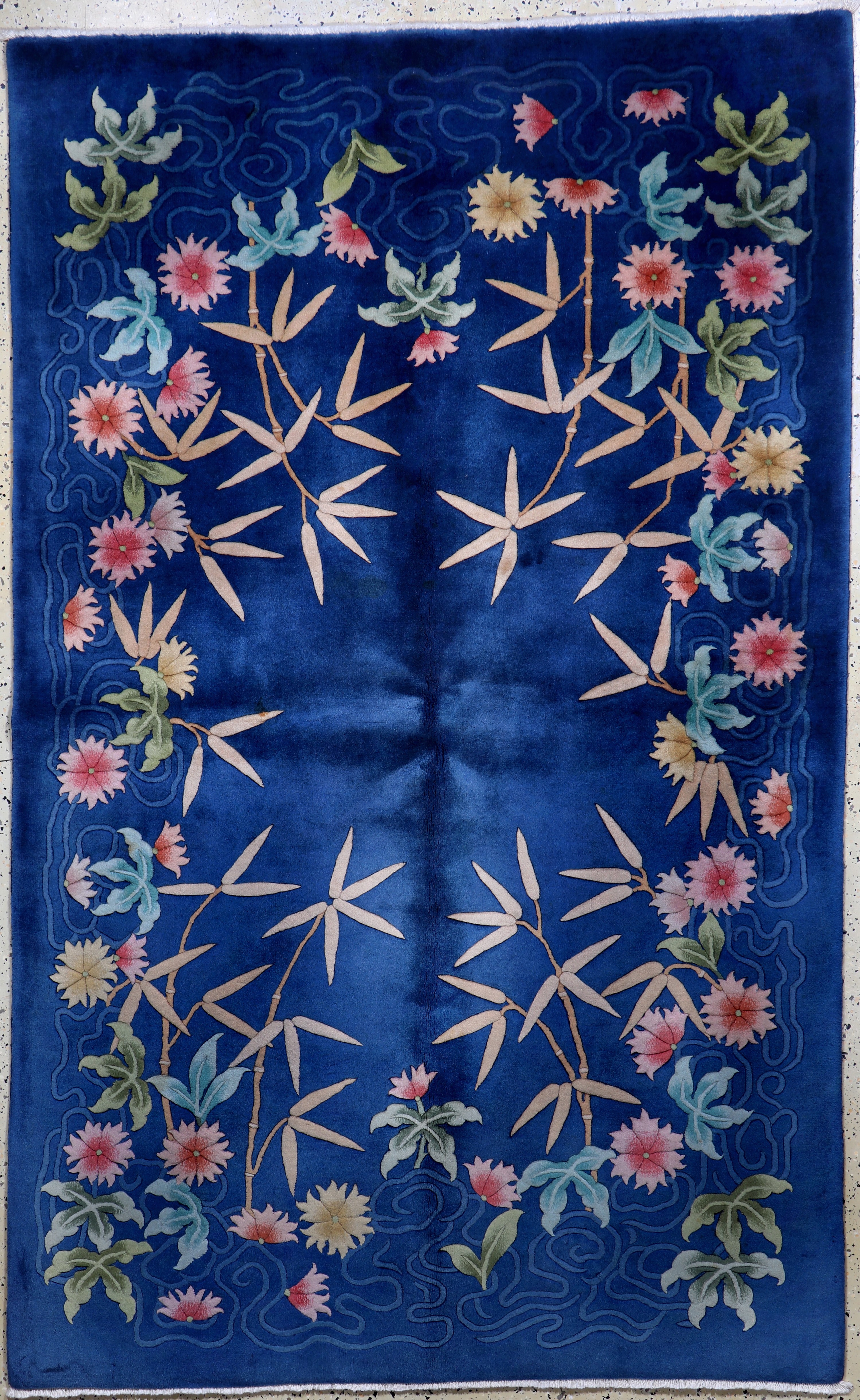 Peking"Art-Deco"fein, China, um 1900, Korkwolle auf Baumwolle, ca. 242 x 150 cm, gereinigt, EHZ: 2