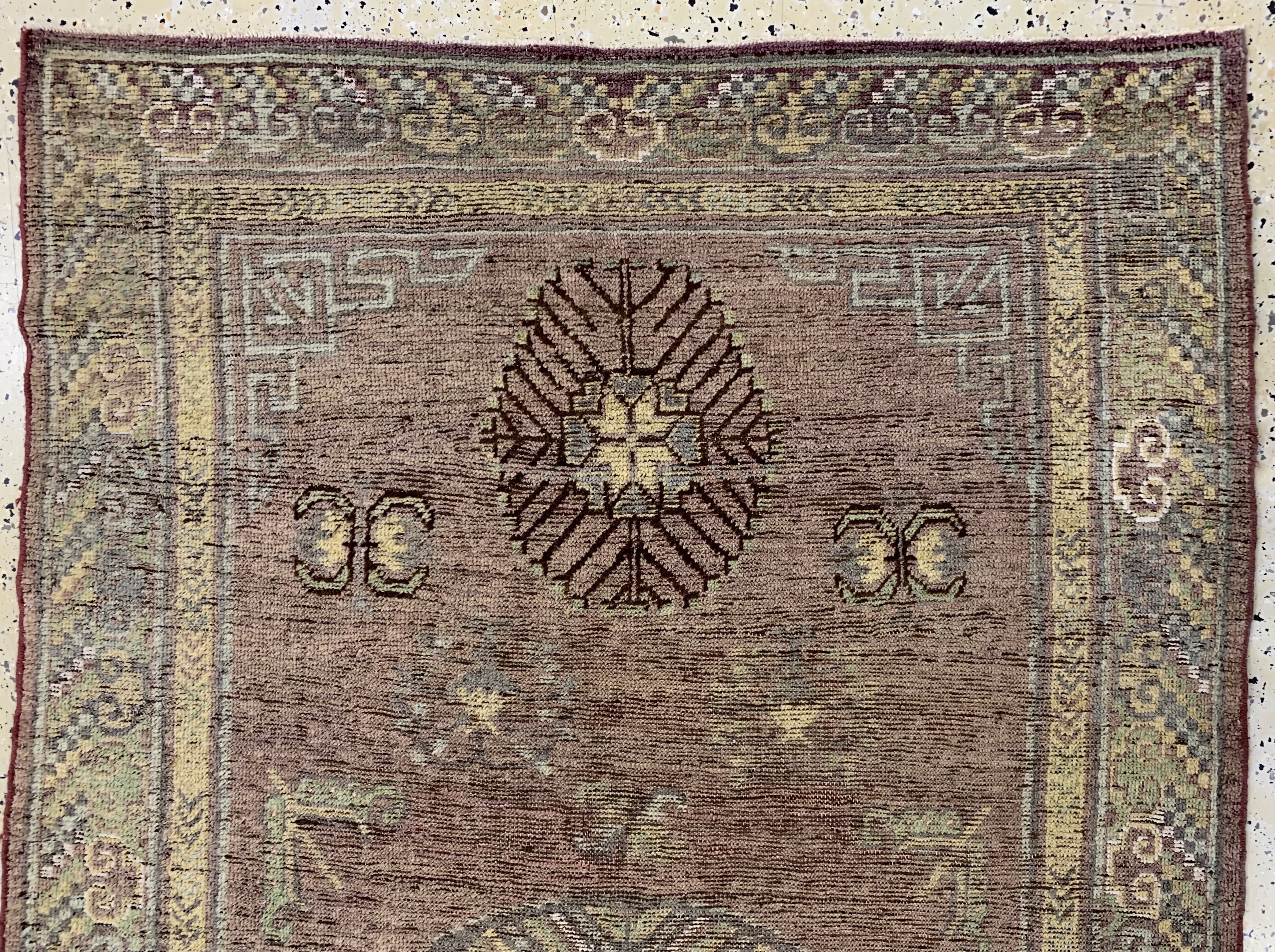 Detail a: Antiker Khotan, Turkestan, 19.Jhd, Wolle auf Baumwolle, ca. 239 x 135 cm, EHZ: 3, (gleichmäßig dünn)