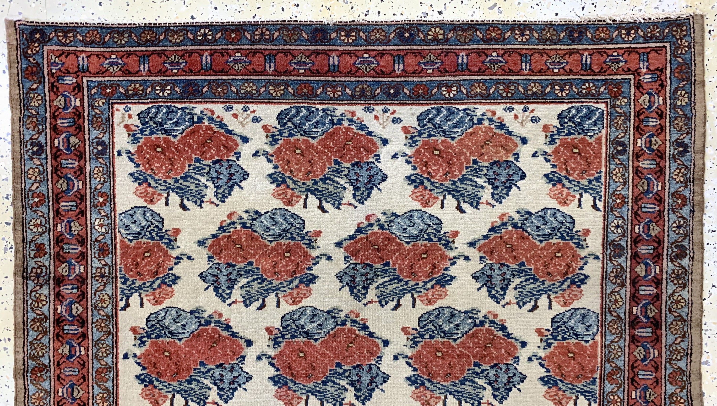 Detail a: Antiker Malayer, Persien, um 1900, Wolle auf Baumwolle, ca. 193 x 135 cm, EHZ:(gleichmäßig dünn)