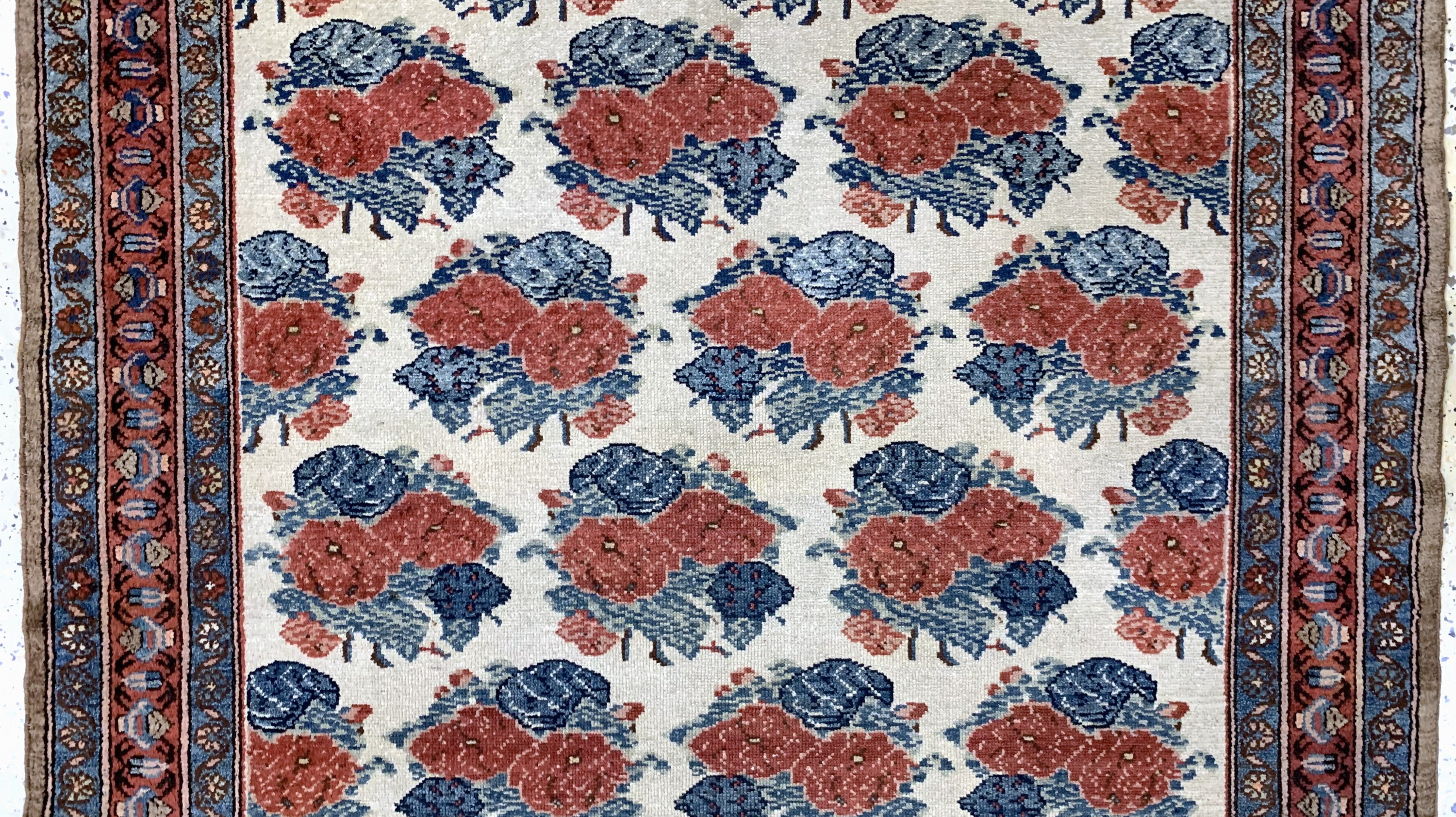 Detail b: Antiker Malayer, Persien, um 1900, Wolle auf Baumwolle, ca. 193 x 135 cm, EHZ:(gleichmäßig dünn)