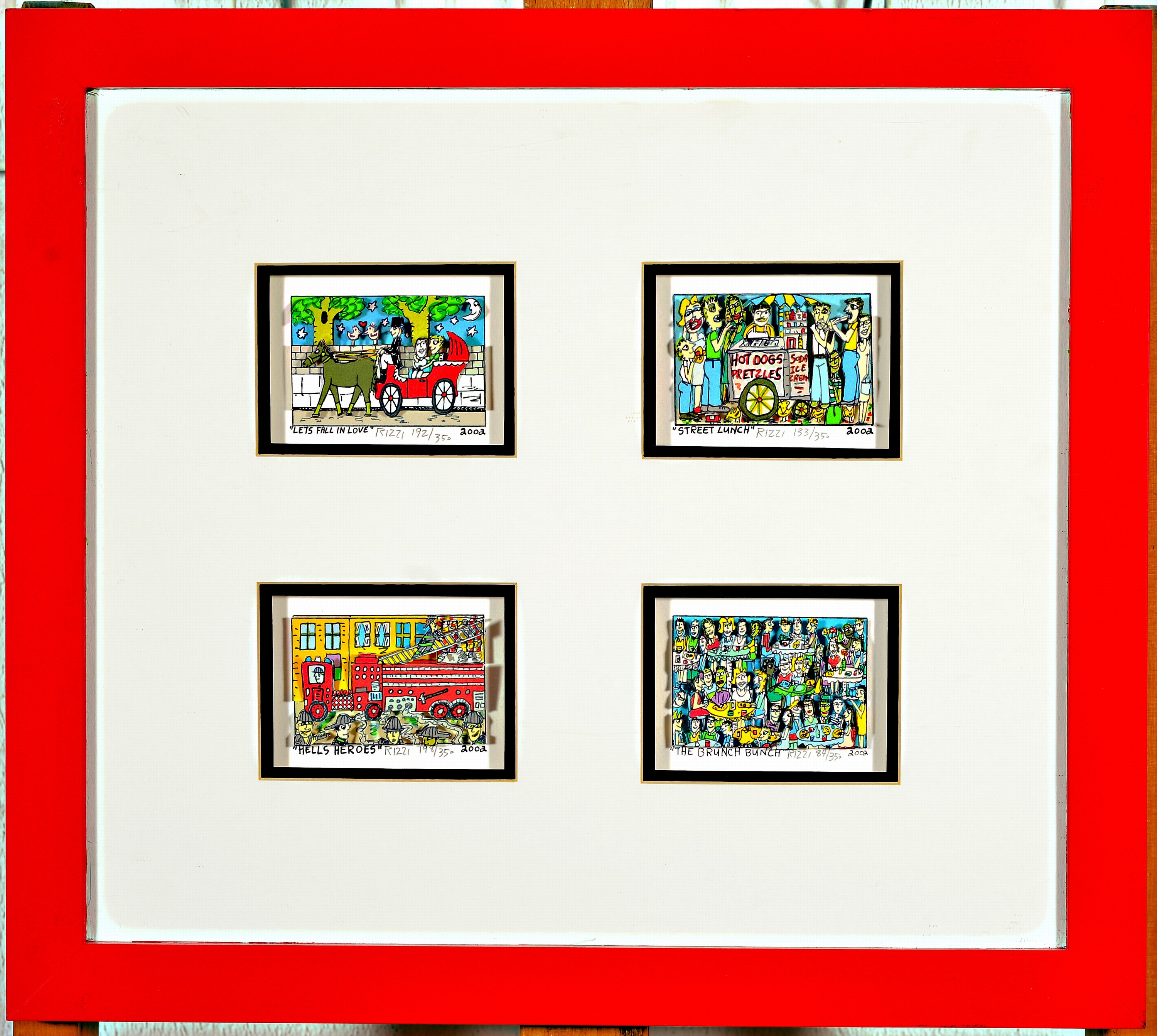 Image 27008672 - James Rizzi, 1950-2011 New York, 4 3D -Grafiken, Lithographien, ´Lets Fall in Love´ Ed. ...