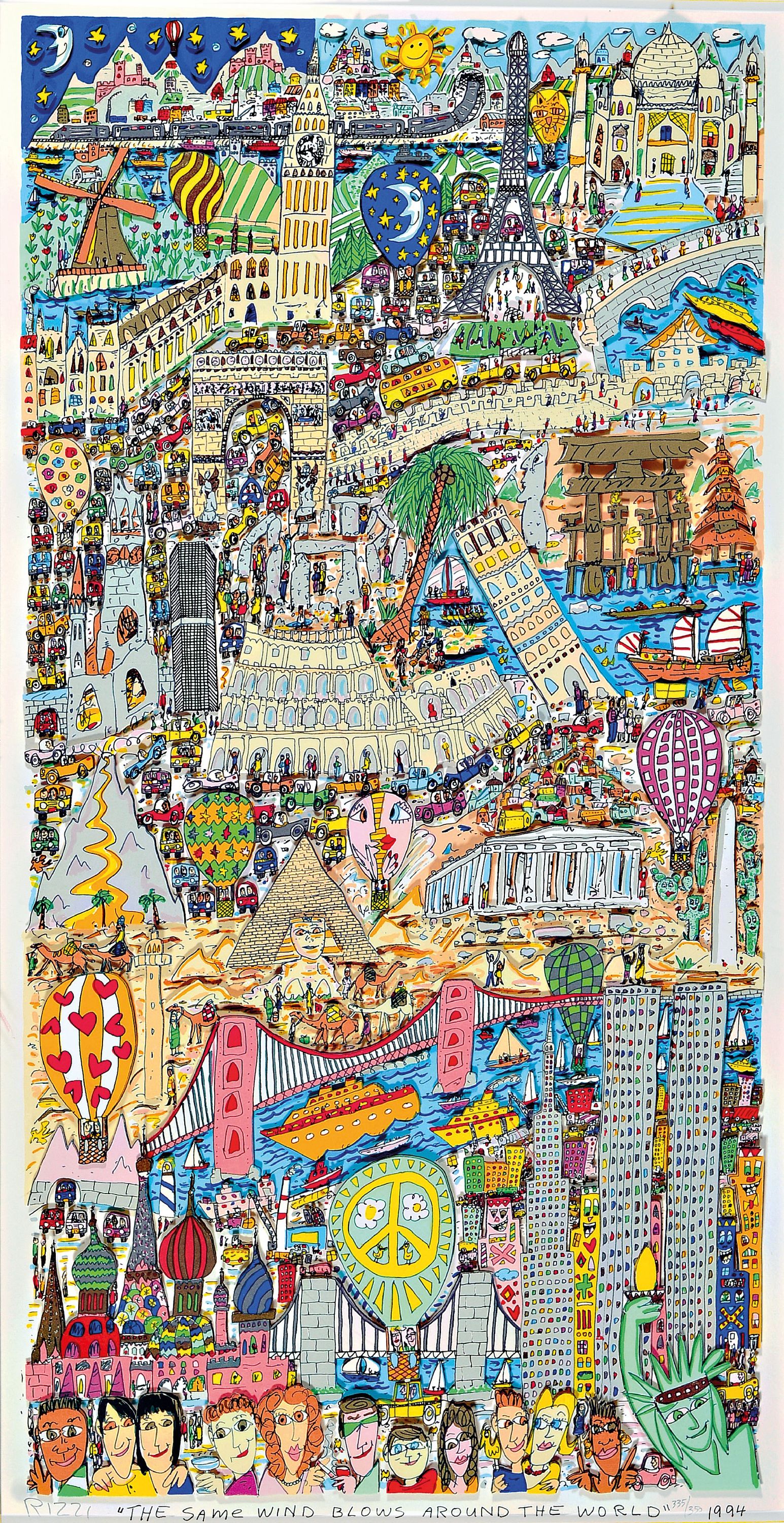 Image 27008677 - James Rizzi, 1950-2011 New York, 3D-Grafik, Lithographie, ´The Same Wind blows around ...