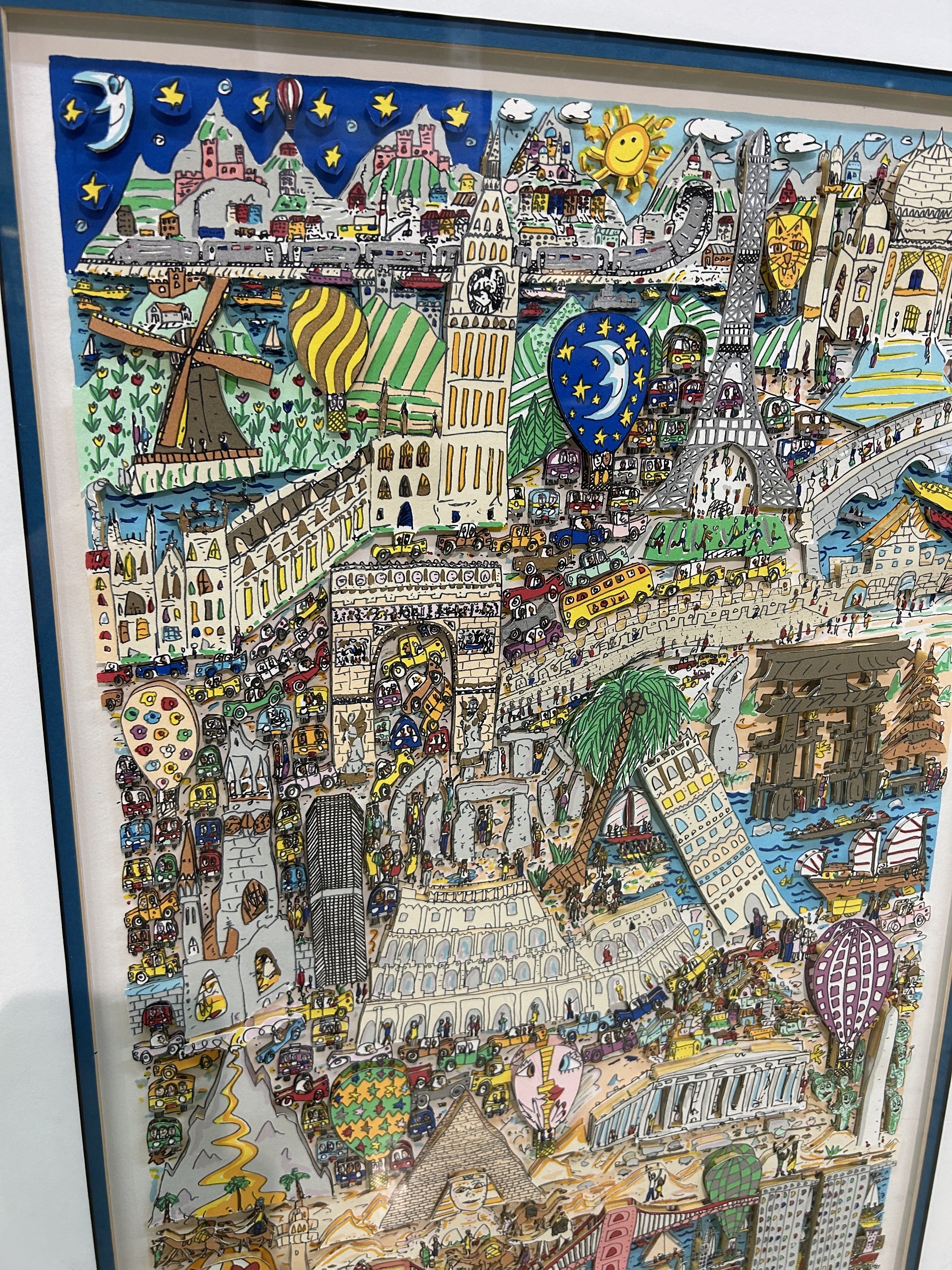 Detail c: James Rizzi, 1950-2011 New York, 3D-Grafik, Lithographie, "The Same Wind blows around the World", 1994, Ed. 335/350, handsigniert und ...