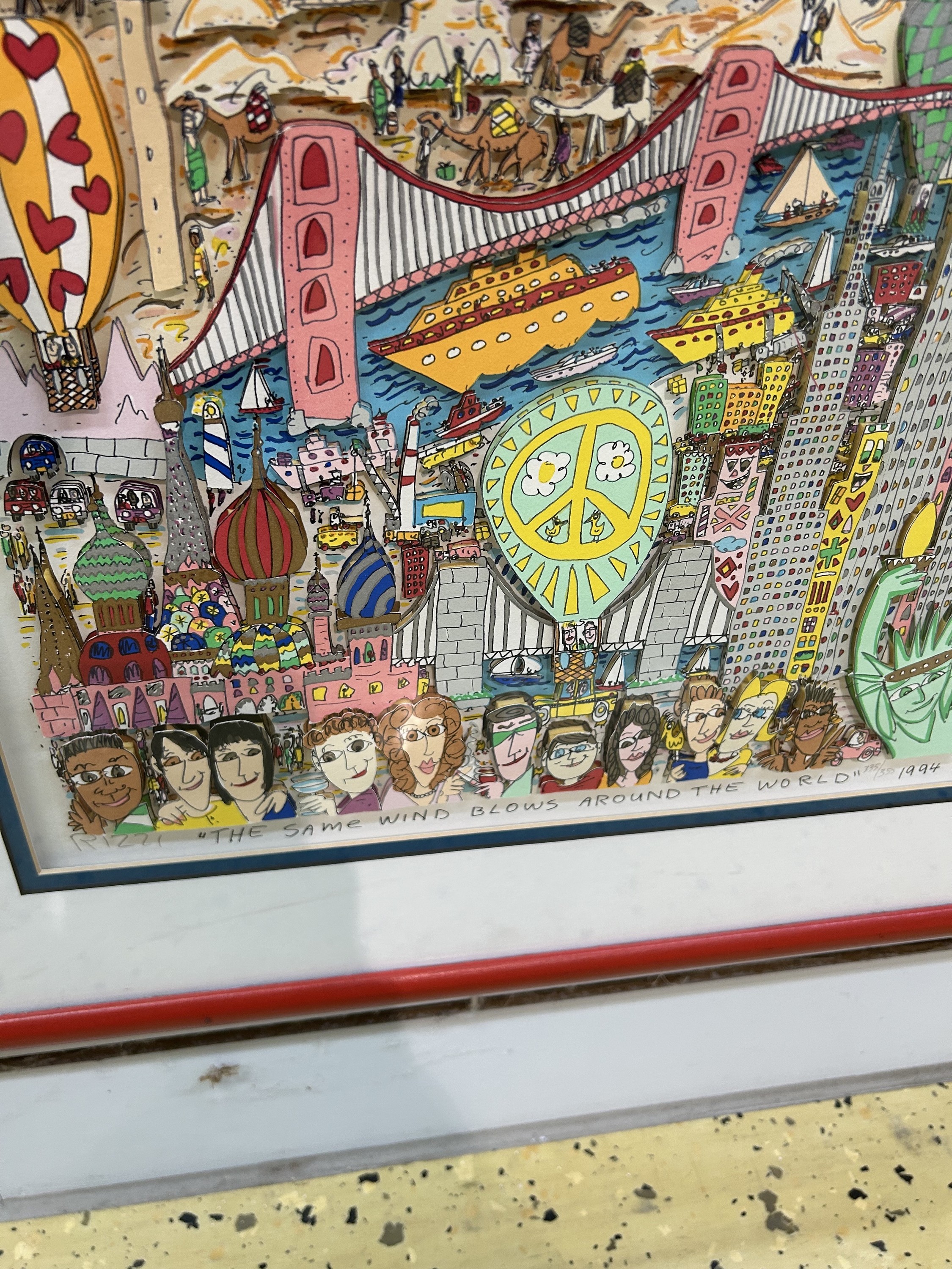 Detail e: James Rizzi, 1950-2011 New York, 3D-Grafik, Lithographie, "The Same Wind blows around the World", 1994, Ed. 335/350, handsigniert und ...