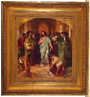 27008632k - Unbekannter Künstler, Nazarener, 2. Hälfte 19. Jh., Jesus im Tempel, vielfigurige ...