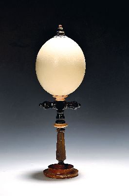 Image Wunderkammer object, ostrich egg on a cross- shaped stand, 1st quarter of the 20th ...