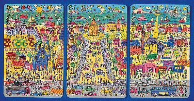 Image Entw. James Rizzi, 1950-2011 New York, Telefonkarten-Edition ´Mannheim´, Siebdruck, Set ...
