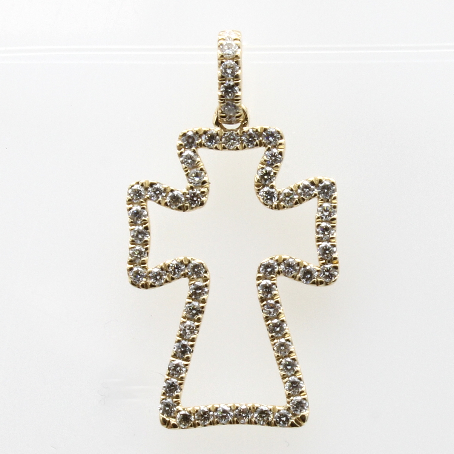 Image 27008912 - Kreuzanhänger mit Brillanten, GG 750/000, 57 Brill. zus. ca. 0.39 ct feines Weiß/vs ...