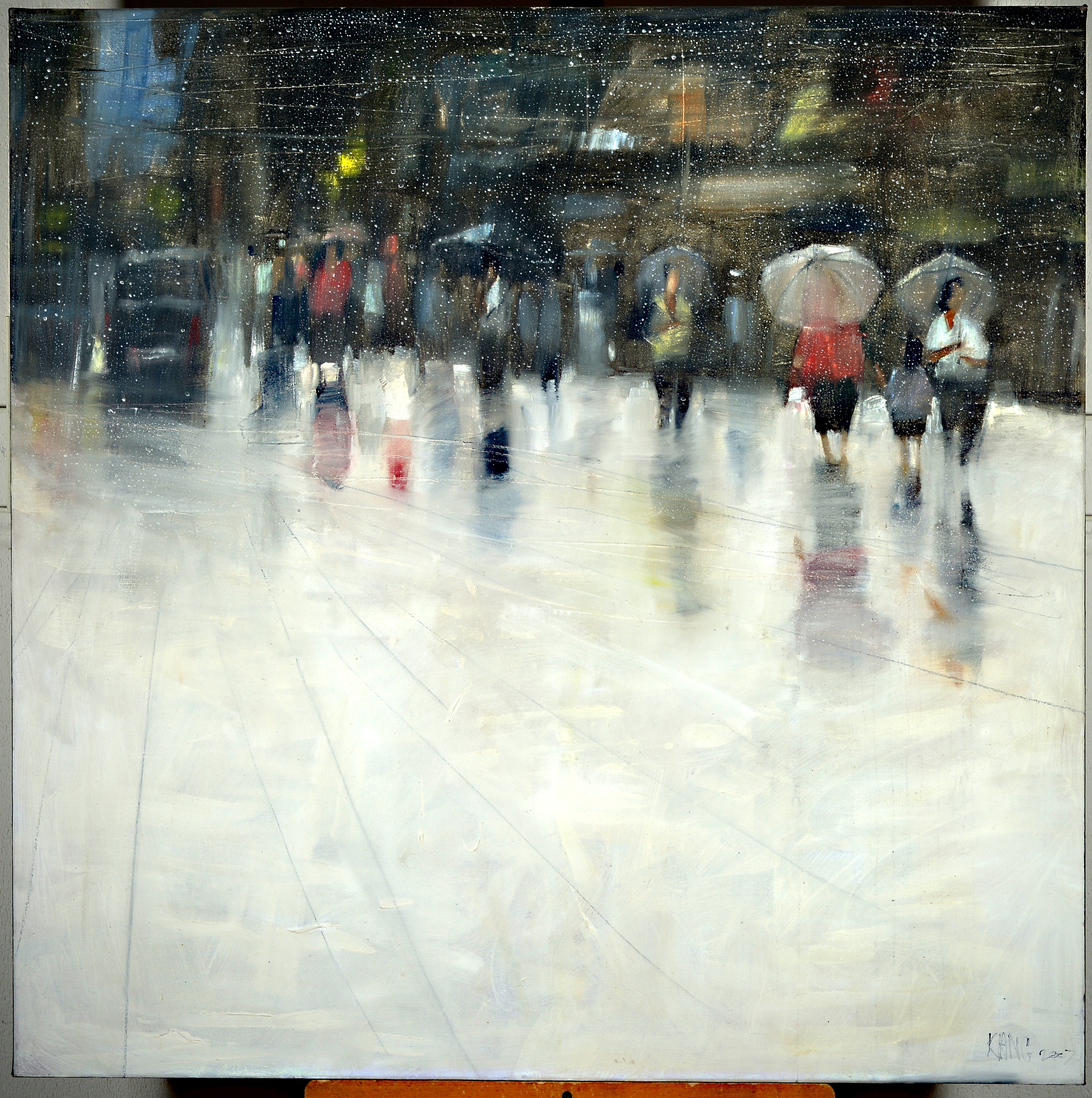 Image 27009315 - Attasit Pokpong, geb. 1977, zeitgen. Künstler aus Bangkok, Straßenszene im Regen ...