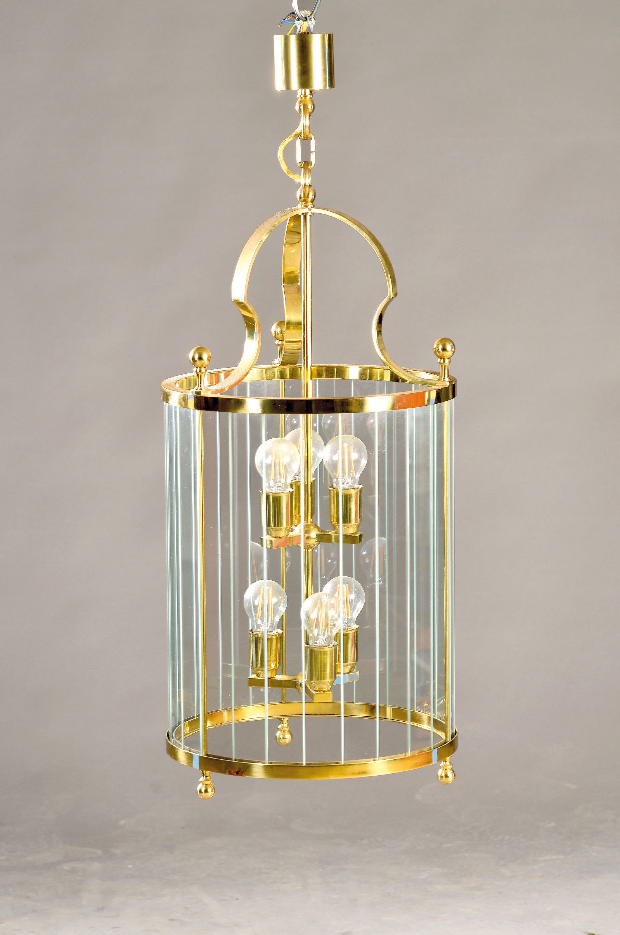 Image 27009379 - Deckenleuchte, wohl Schröder & Co., 1980er Jahre, Messing mit eingesetzten Glasscheiben ...