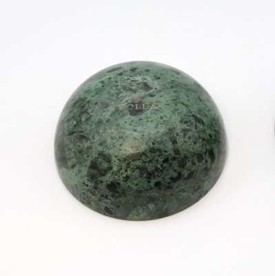 27009365a - ROLEX 2 Schälchen aus grünem Marmor, Schweiz, M. jeweils ca. 4 x 10 cm, Gew. zusammen ...