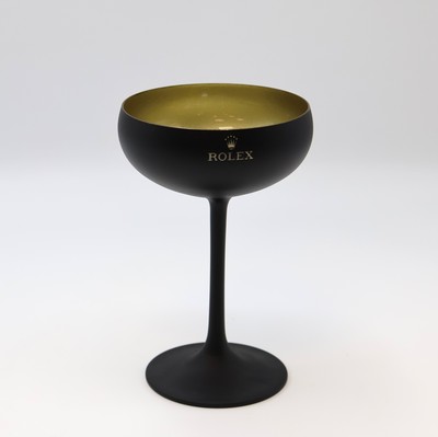 Image ROLEX to 50 pieces limited champagne-goblet, Switzerland, glass frosted-black, inside ...